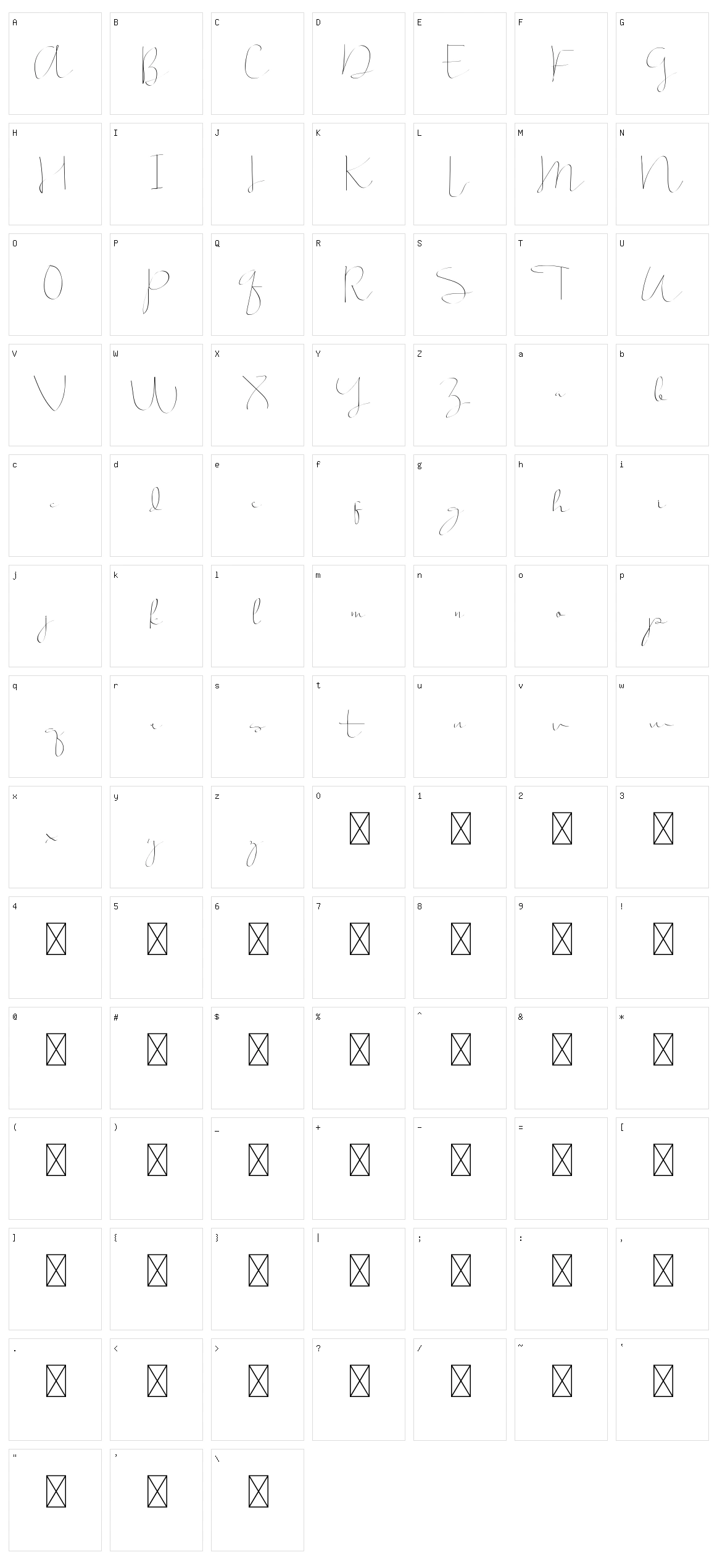 Straight White Character Set