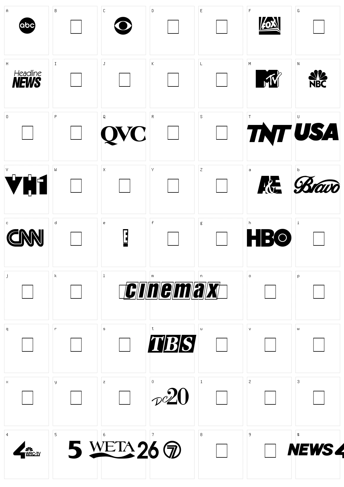 Cable Dingbats Character Set