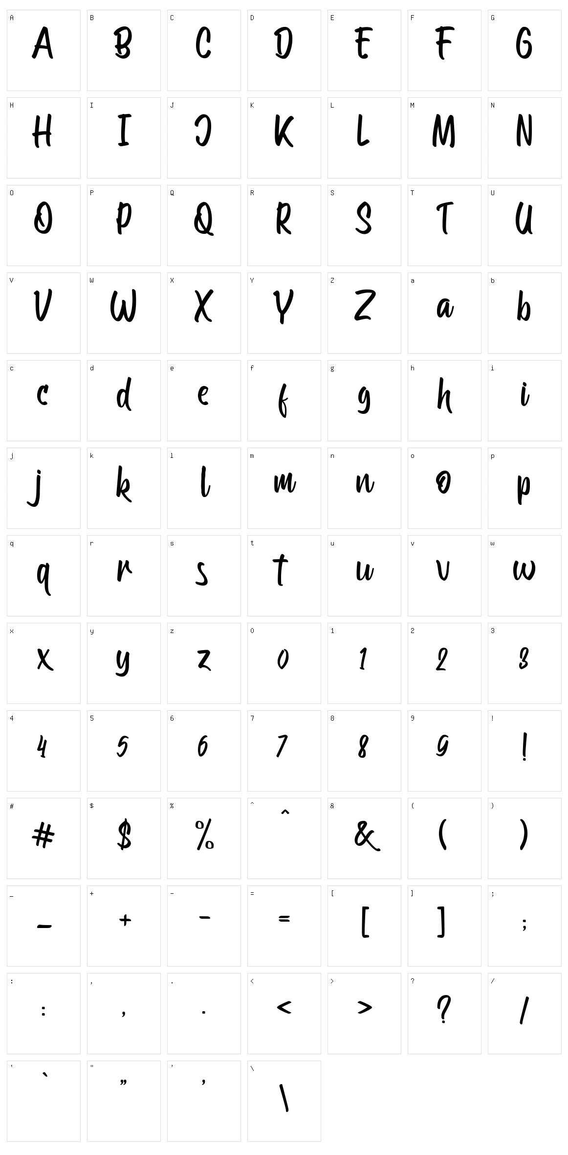 Streetwalker Script Character Set