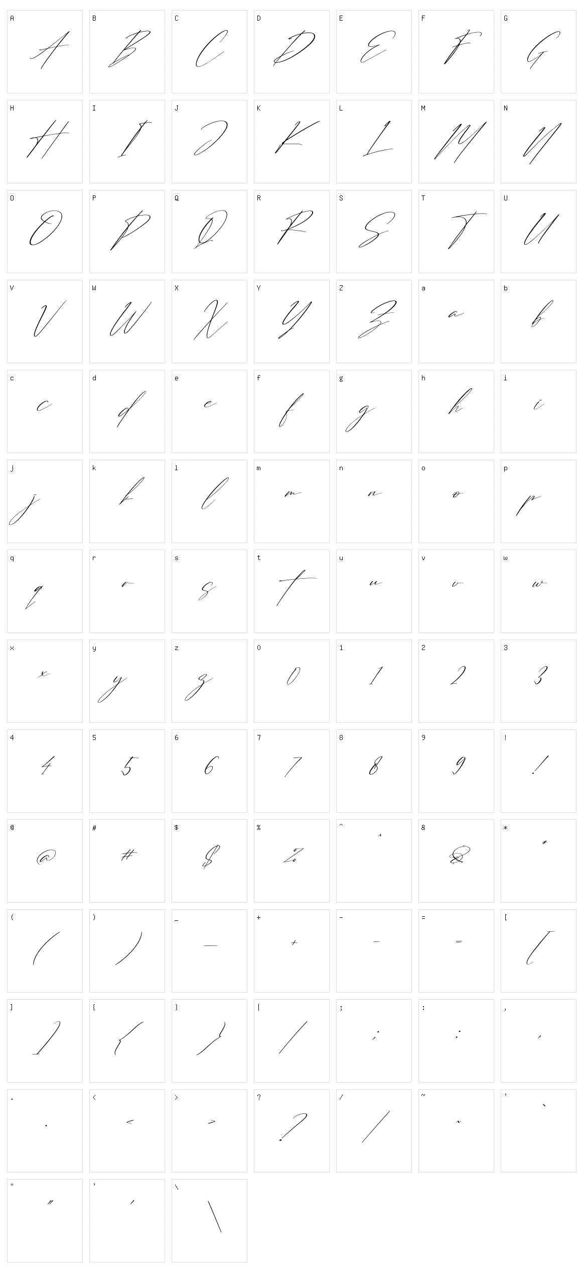 Strongela Delmonte Character Set