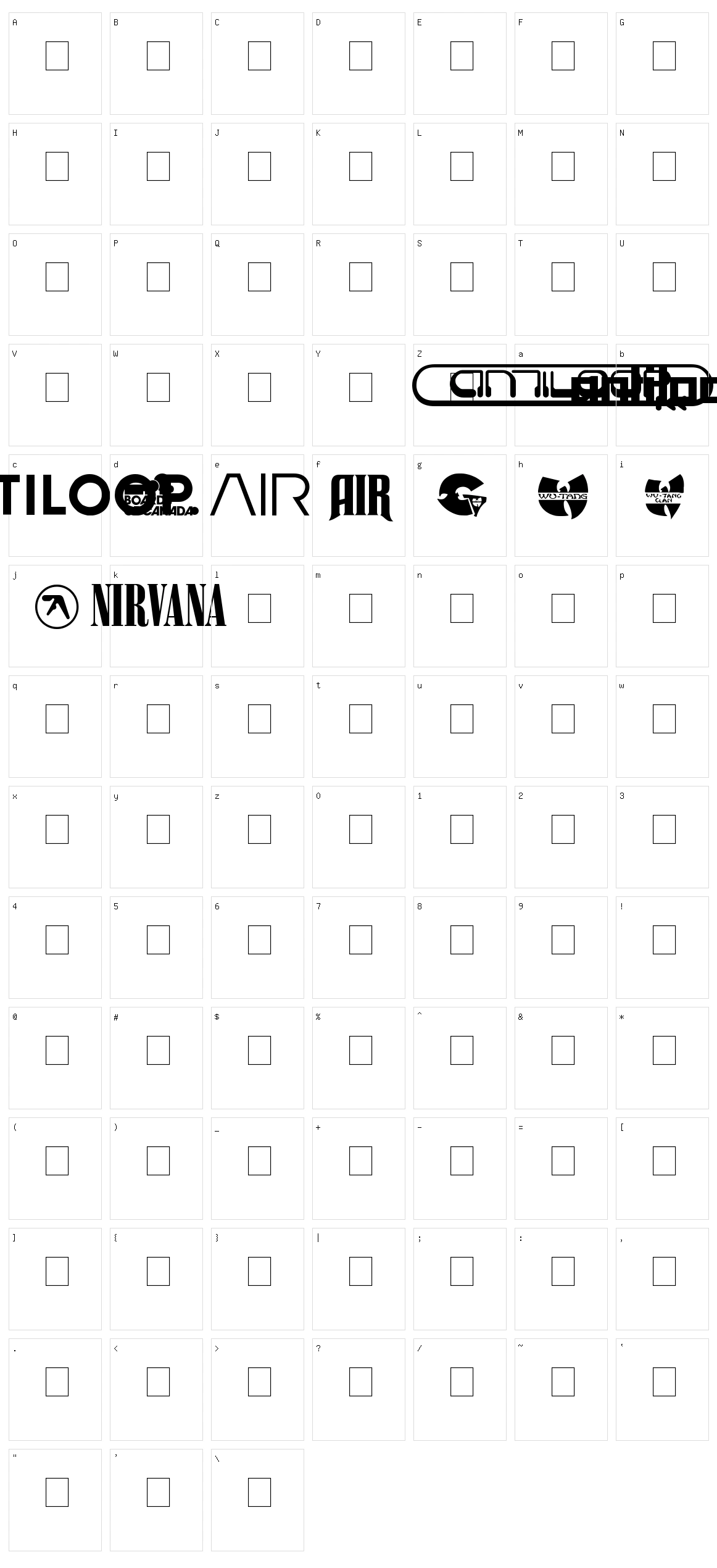 Bands & Artists Character Set