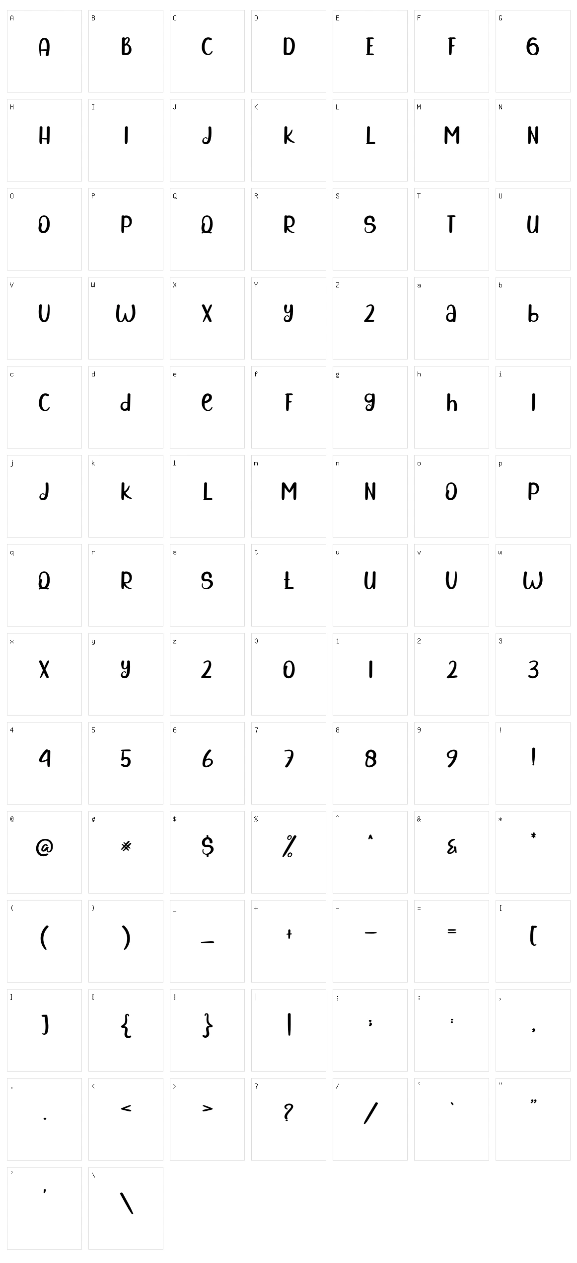 Sunday Grovy Character Set