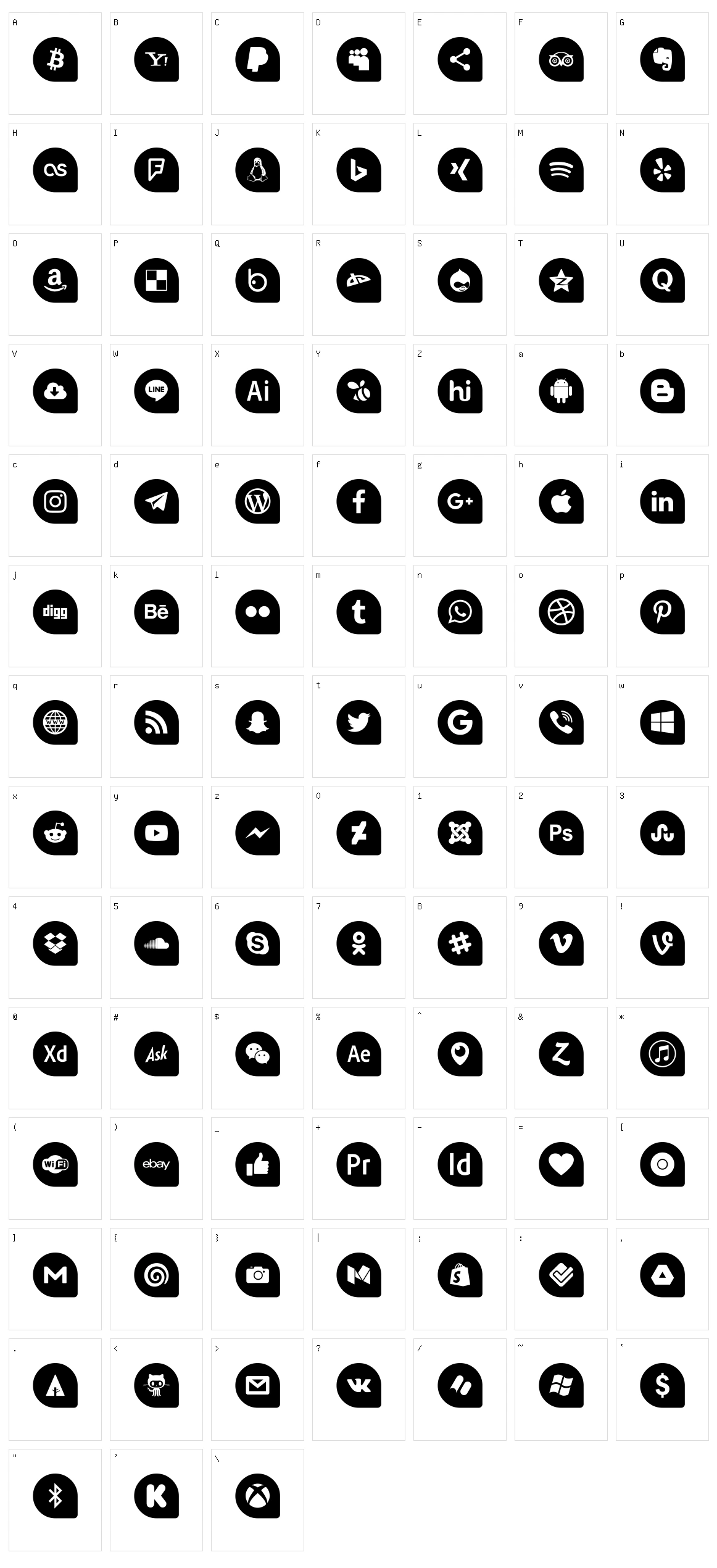 Icons Social Media 13 Character Set