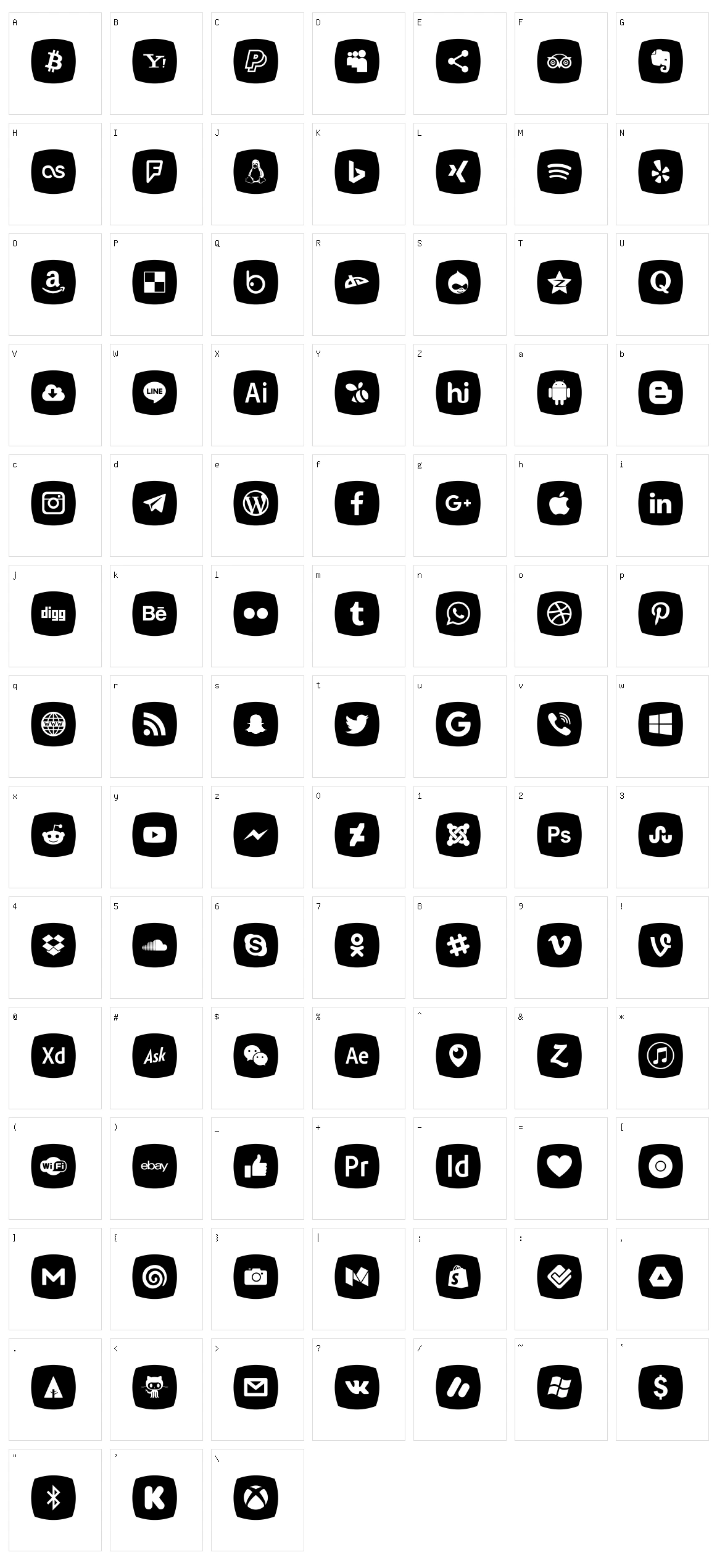 Icons Social Media 5 Character Set