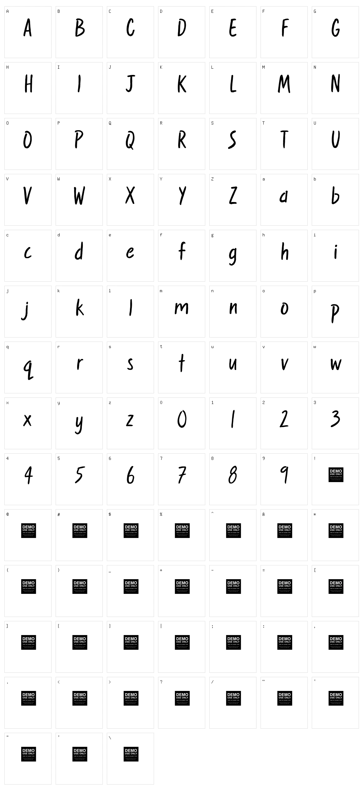 Sweet Nothings Character Set