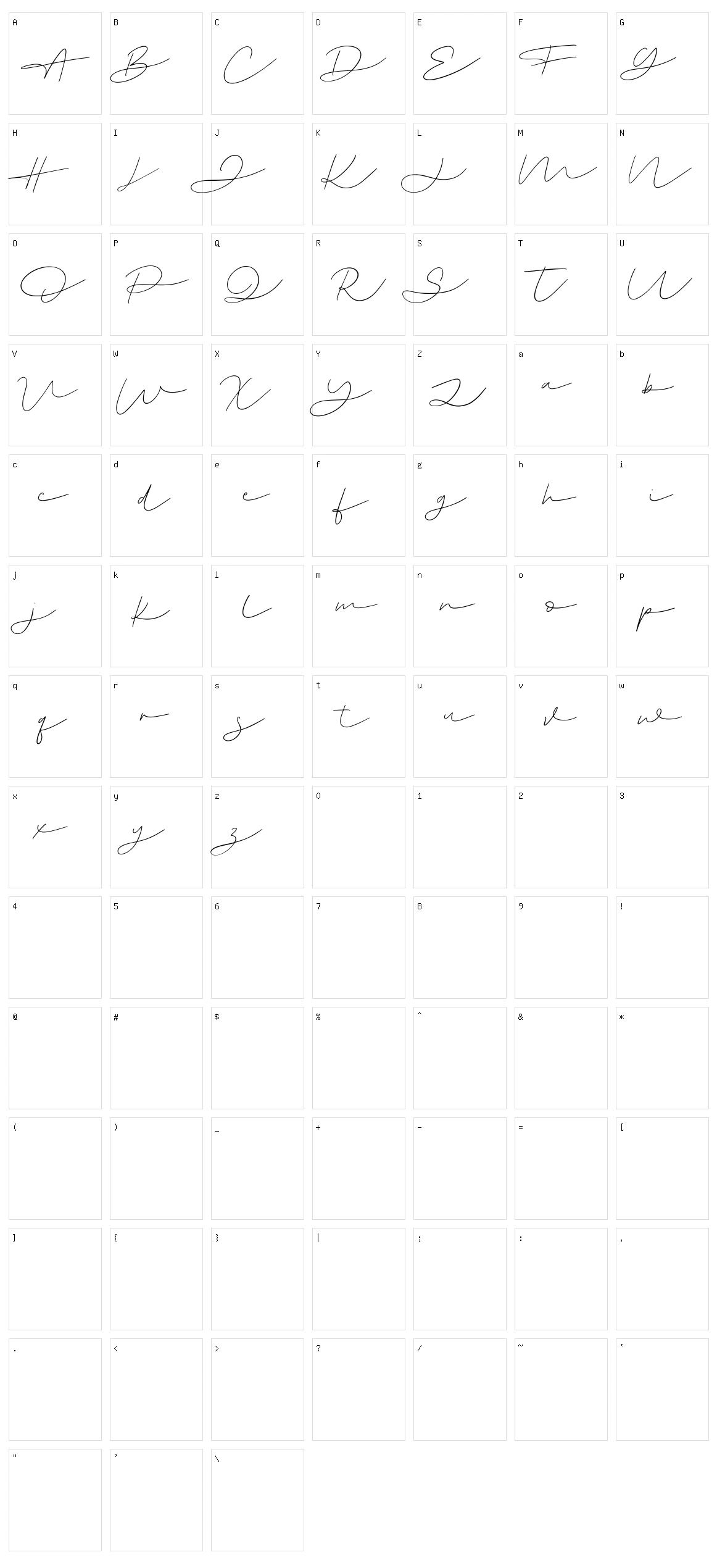 Swootys Character Set