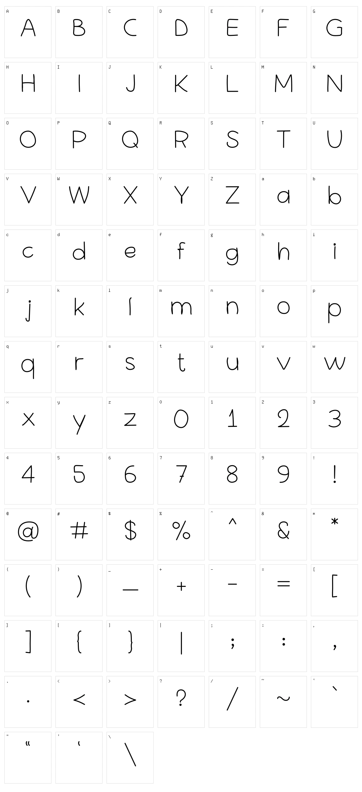 SX Write II Character Set