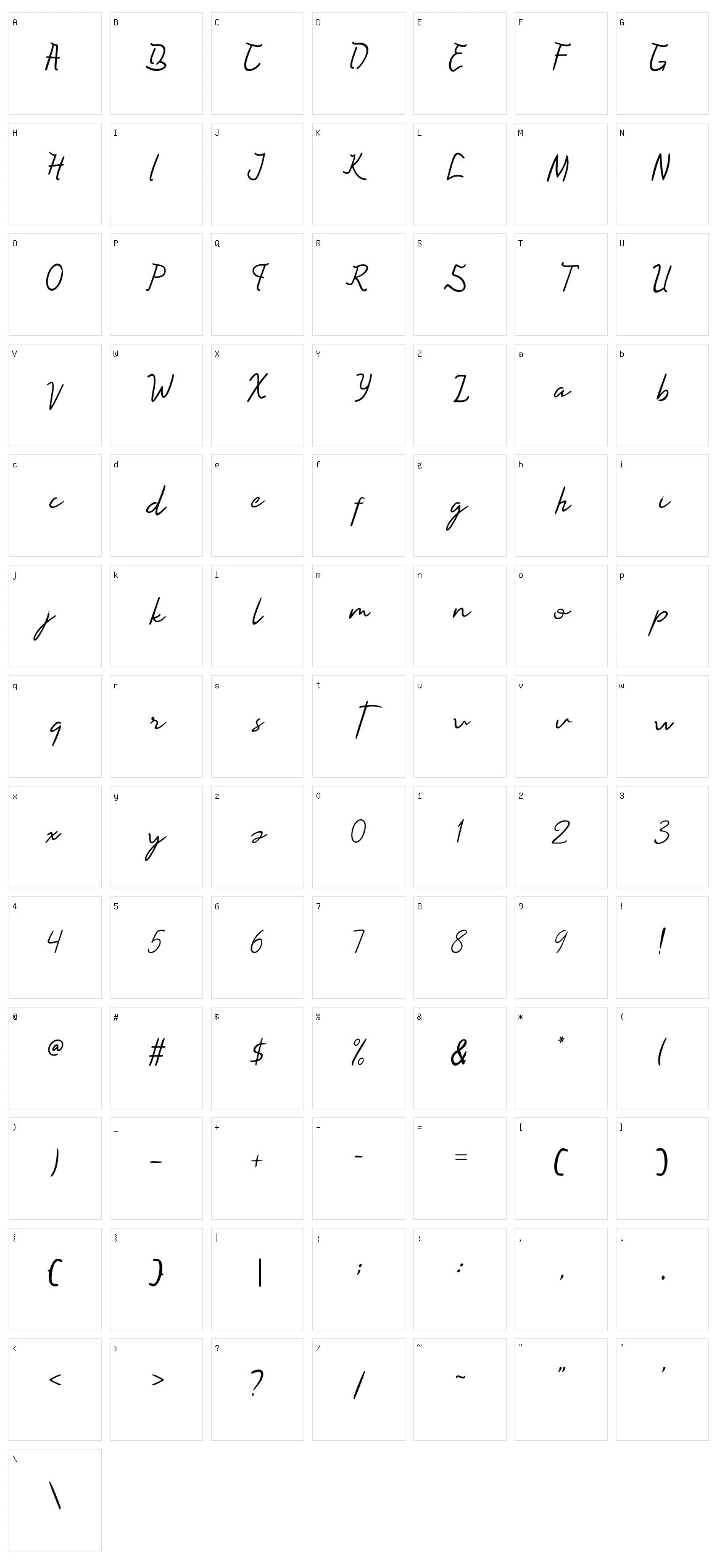 Syaquilla Character Set