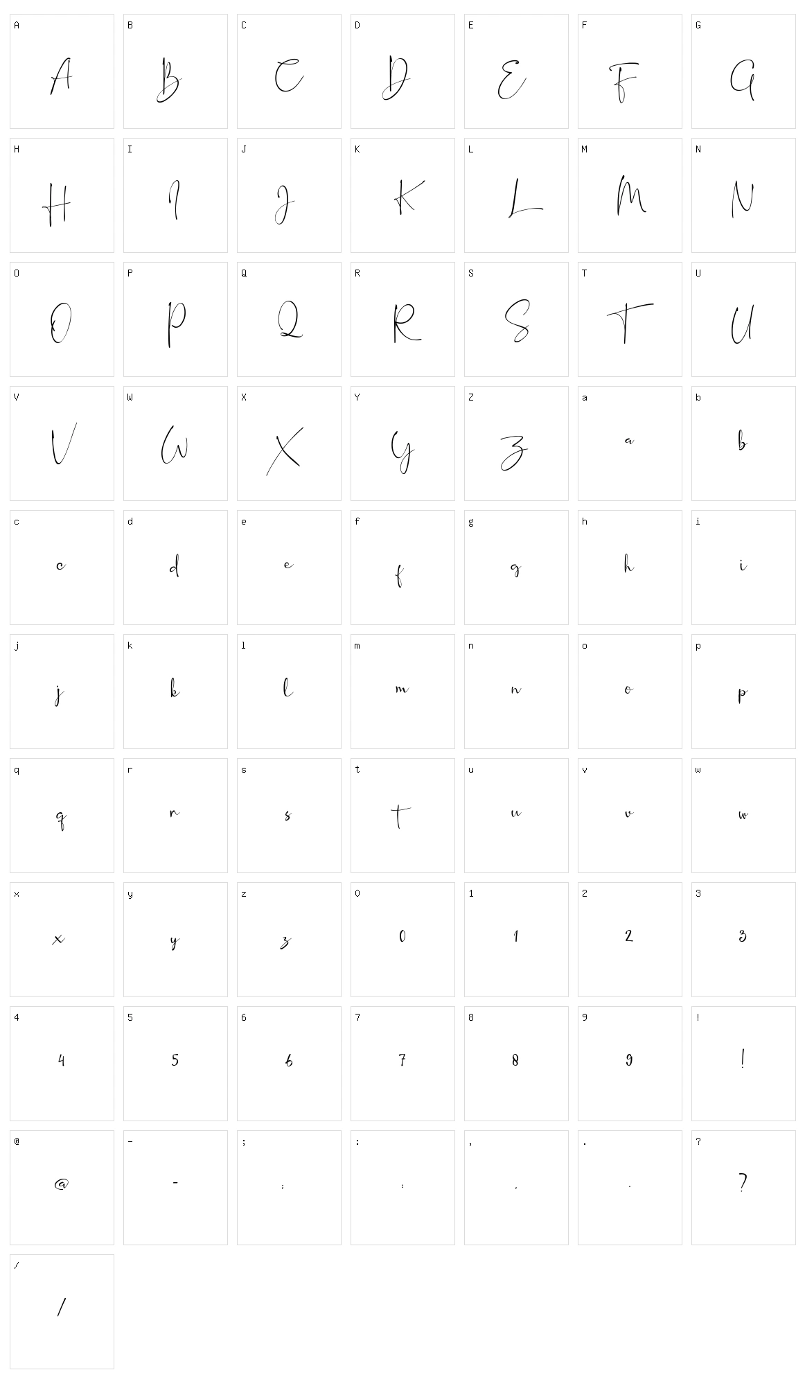 Syaquita Character Set