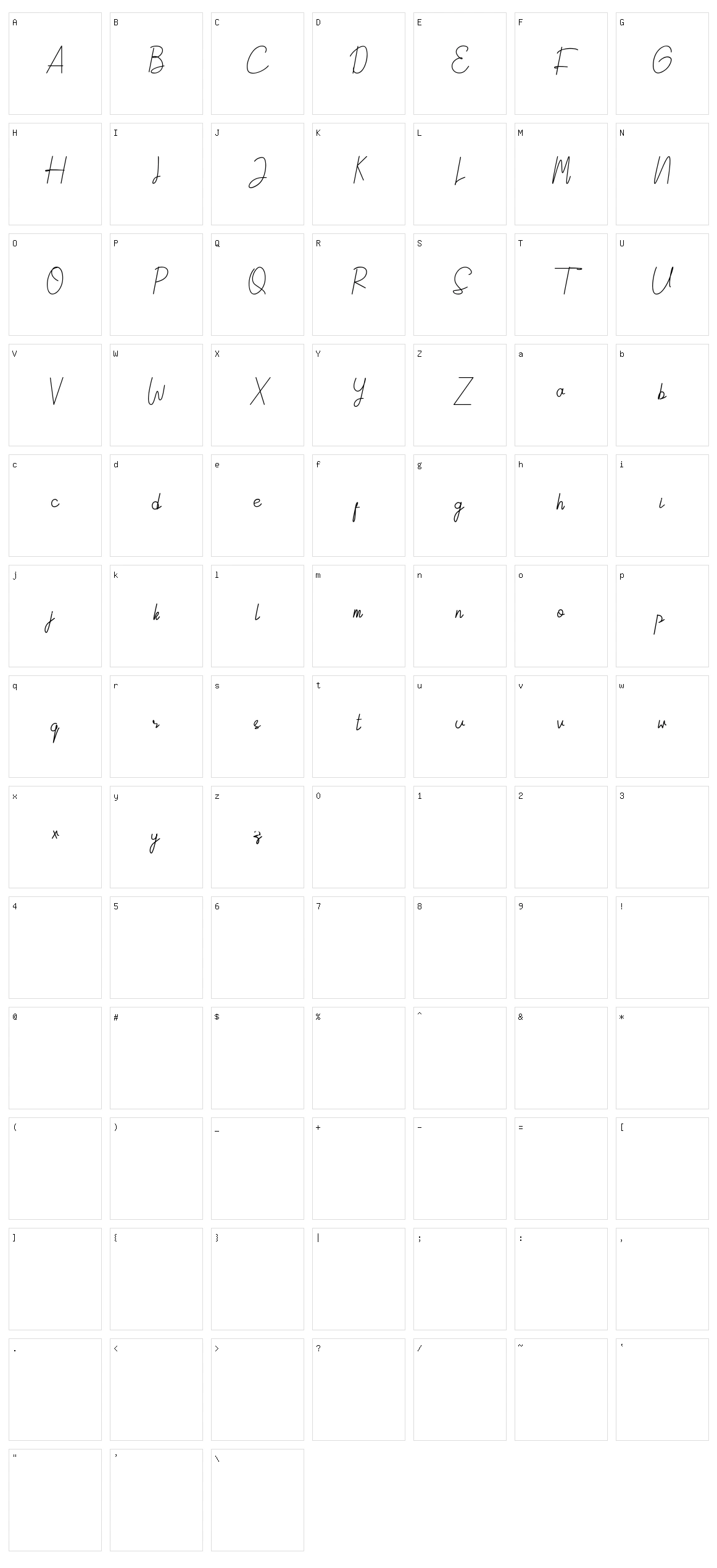 Tambora Character Set