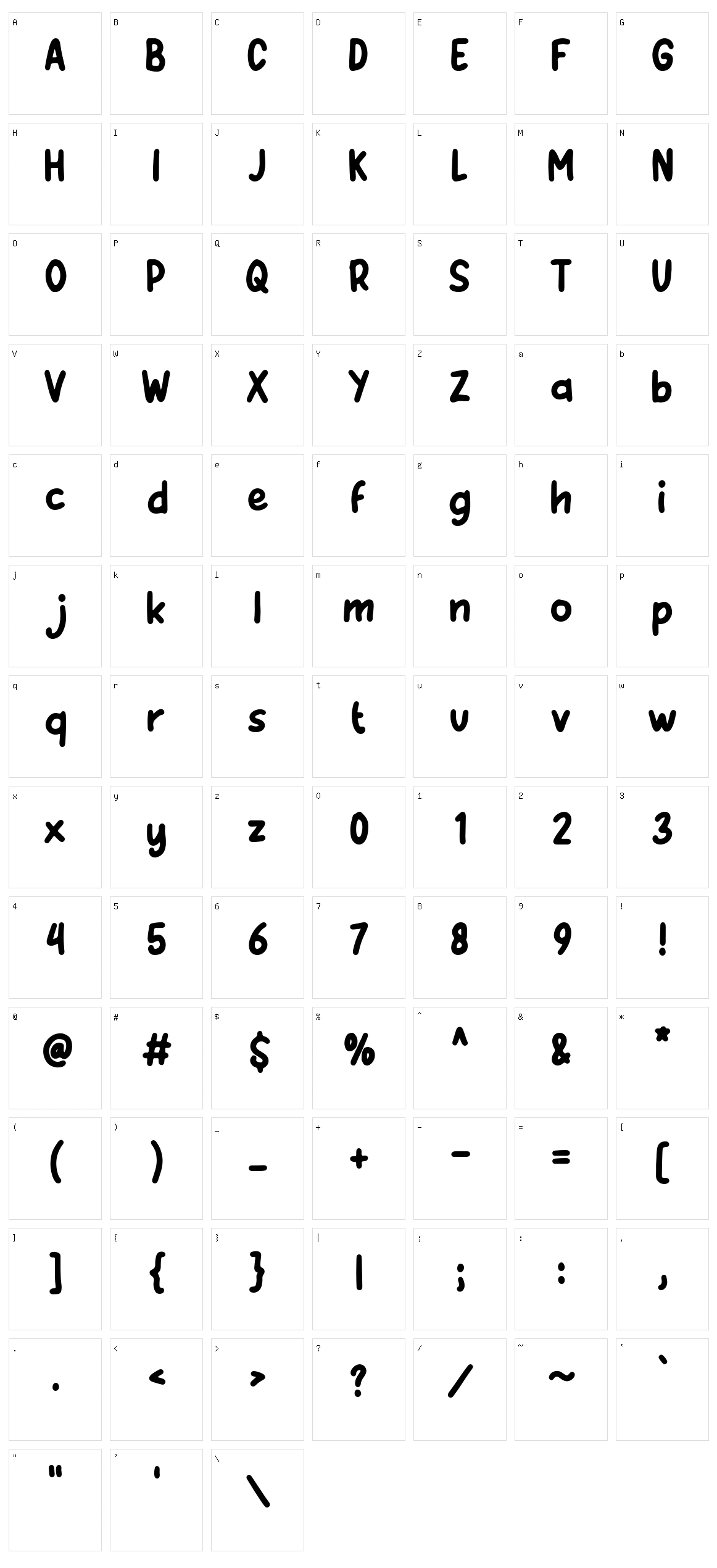 Tangerine Character Set