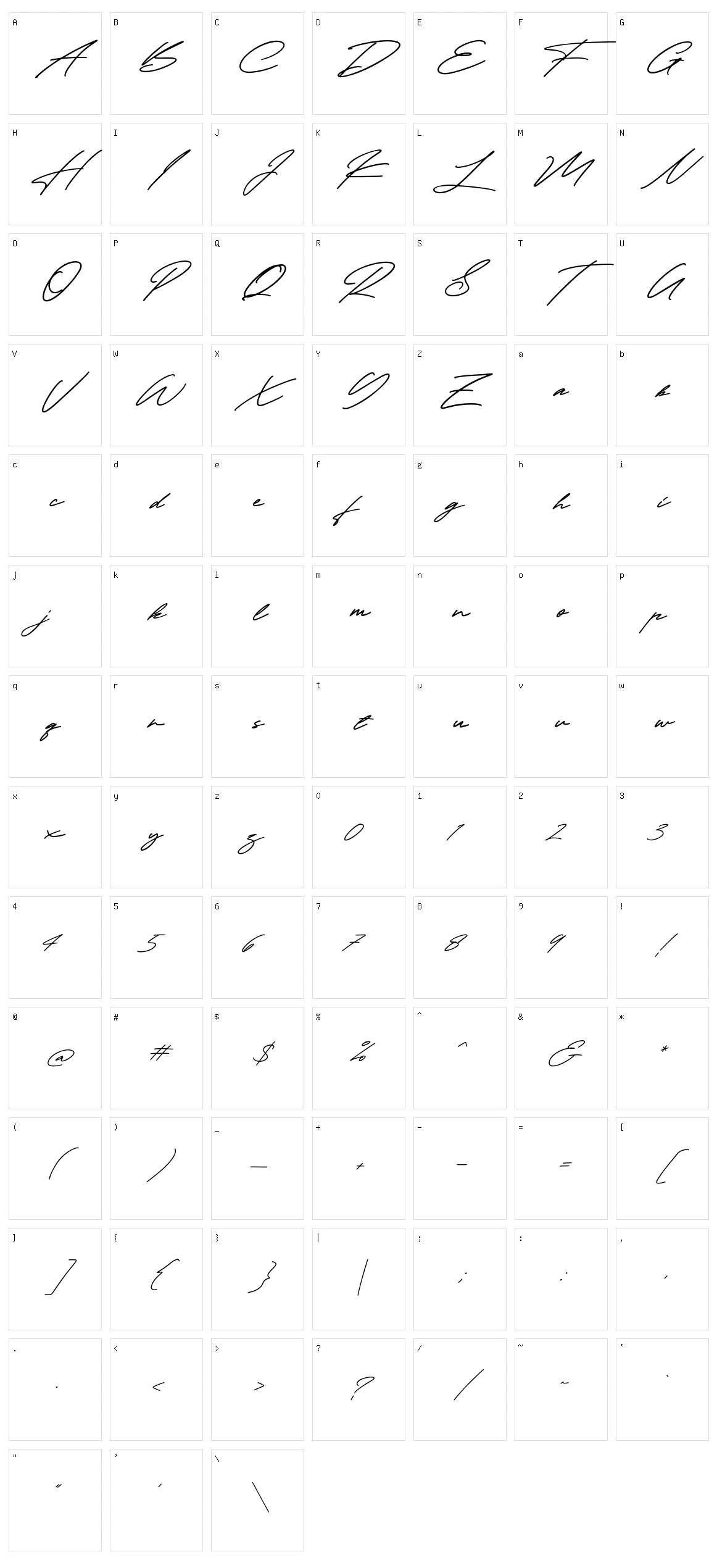 Taniya Relly Character Set