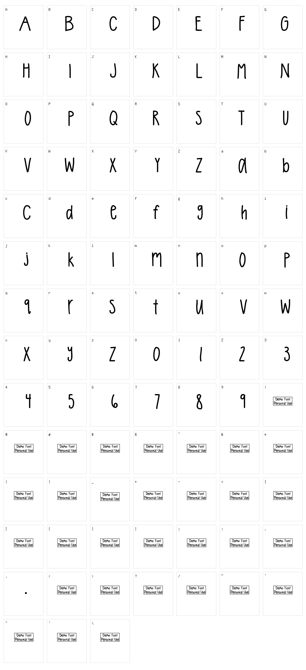 Tatertot Character Set