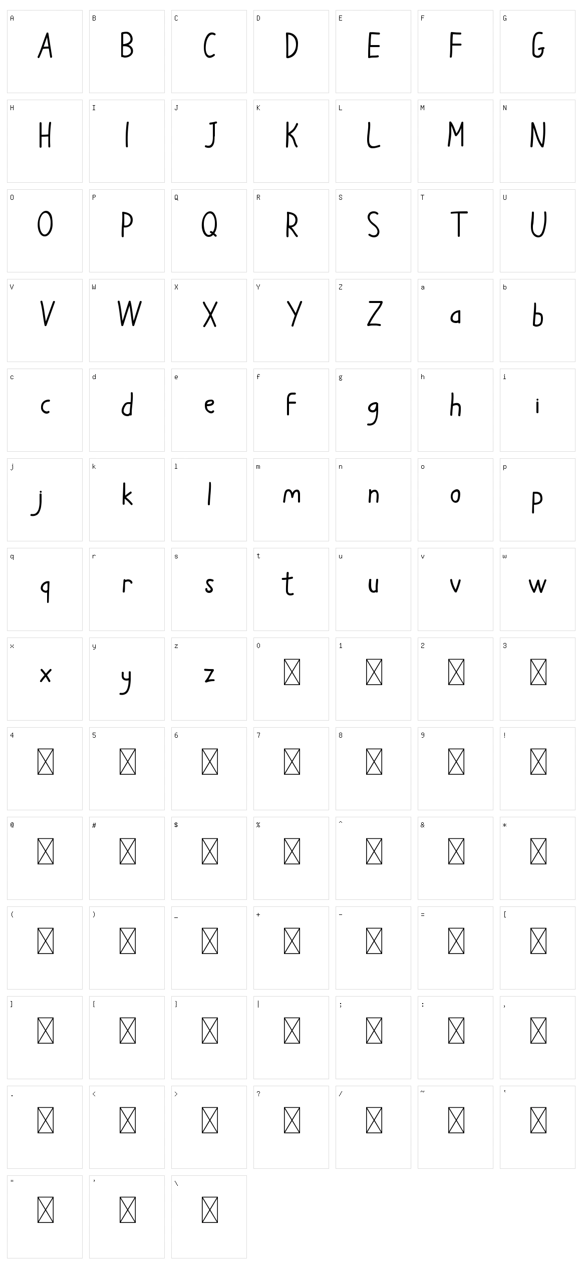 Telly Humble Sans Character Set