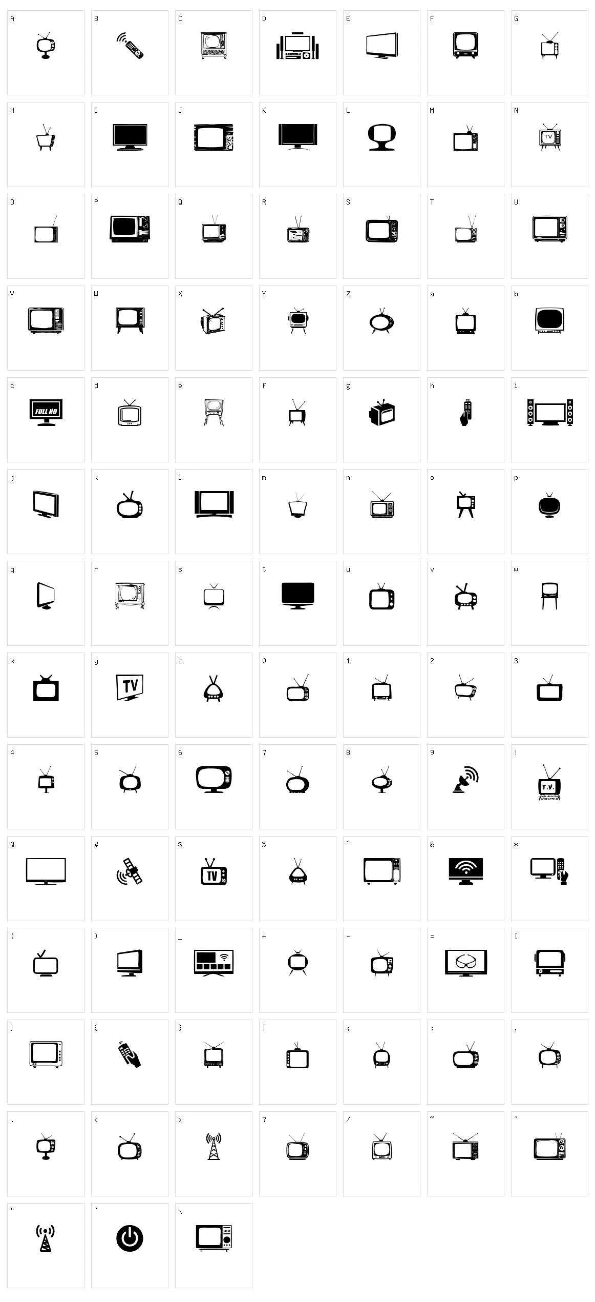 T.V. Character Set