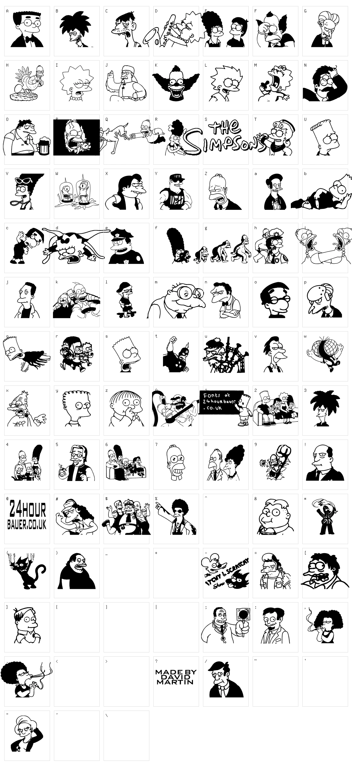 Simpsons Mmmm...Font Character Set