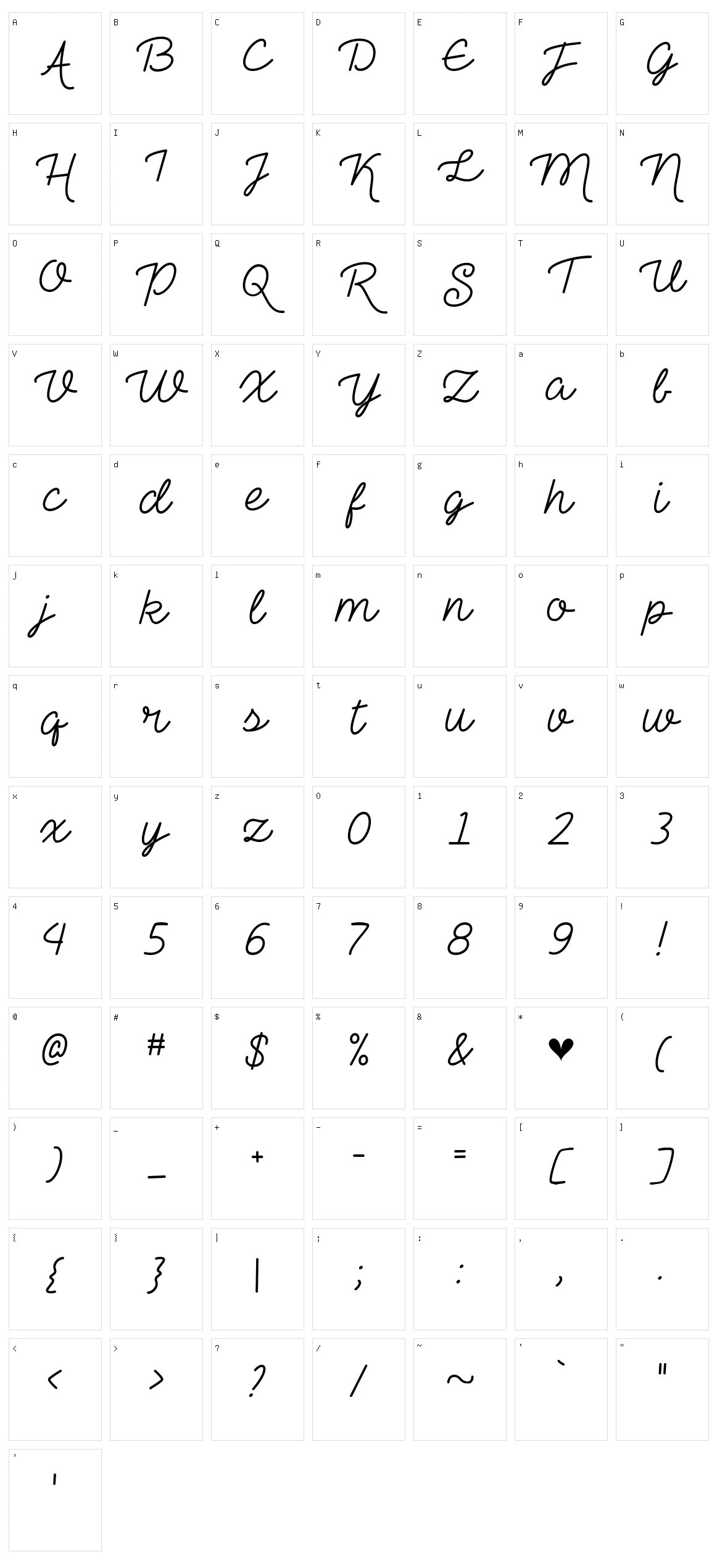 The Heart Maze Character Set