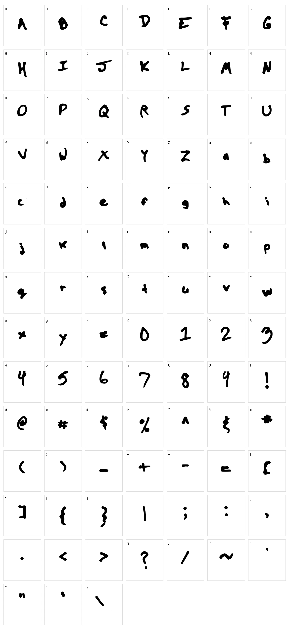 The Kool Font Character Set