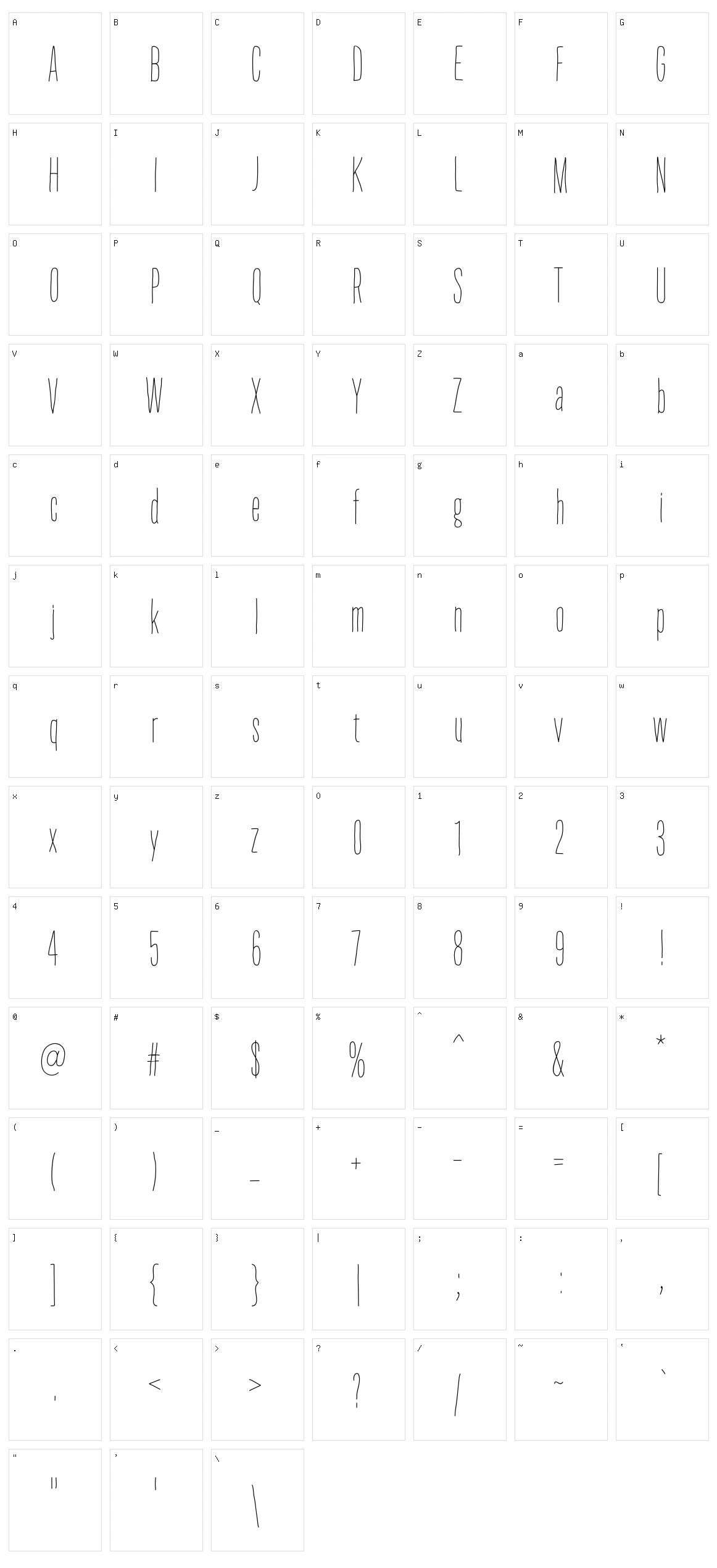 Thin Fingers Character Set