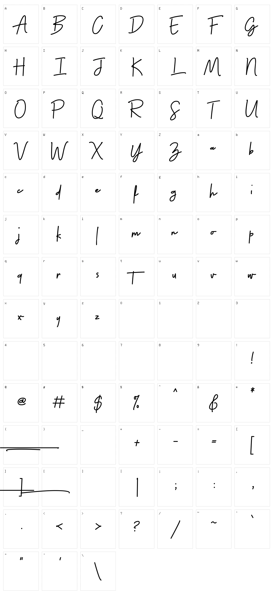 Thunderlightning Script Character Set