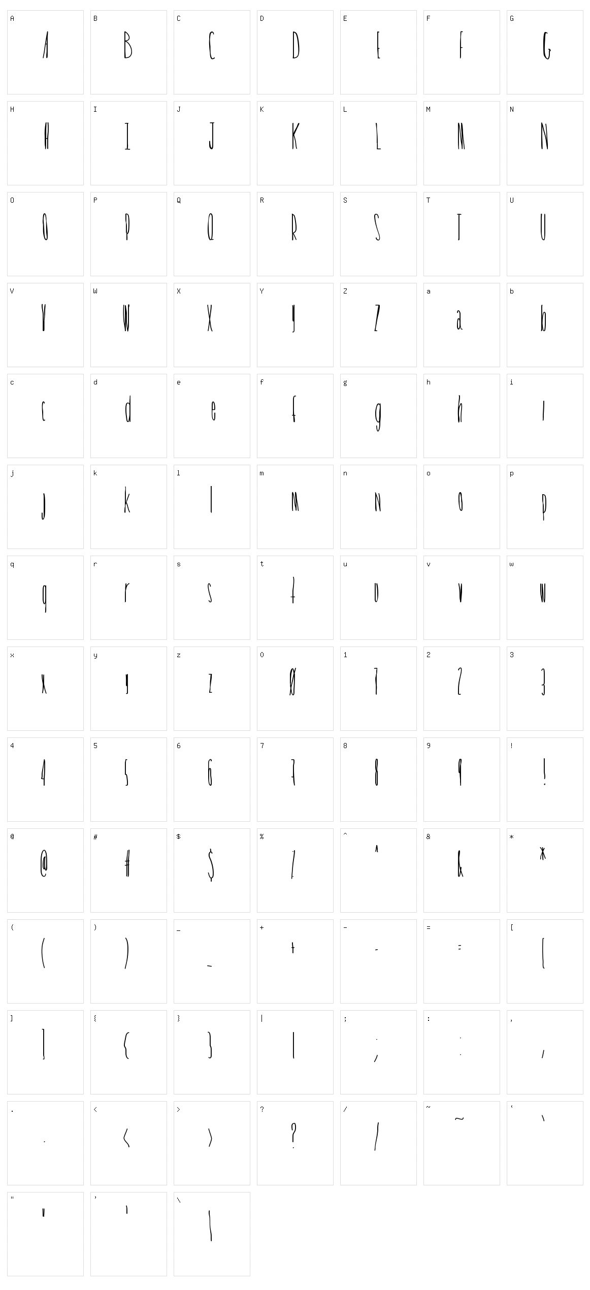 Tickle Shits Character Set