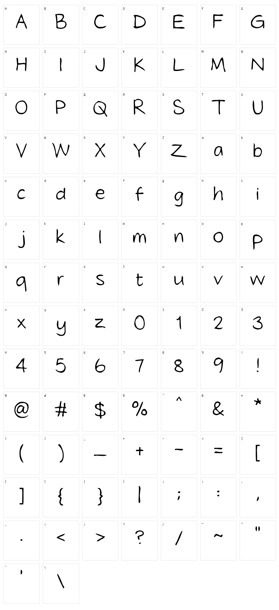 Tidy Hand Character Set