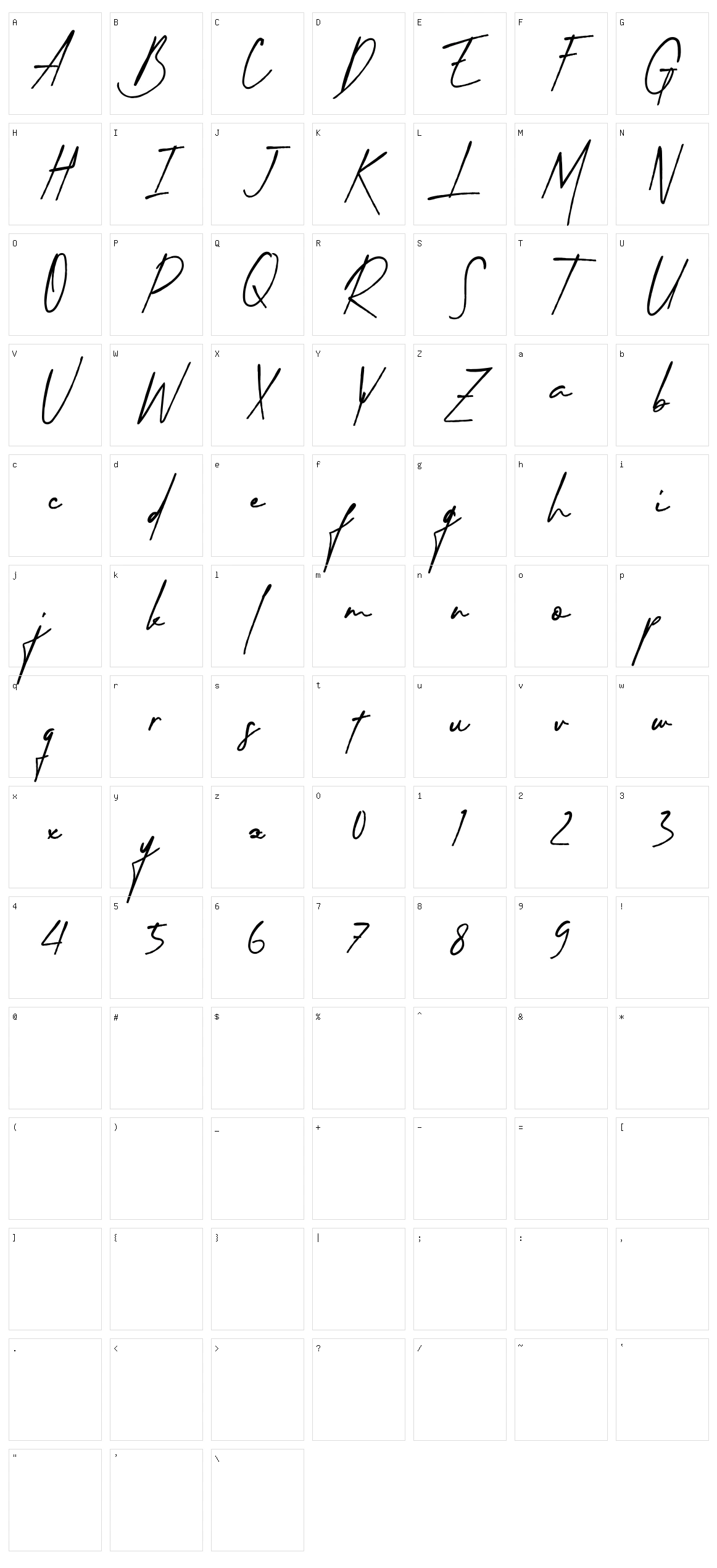 Timberluck Character Set