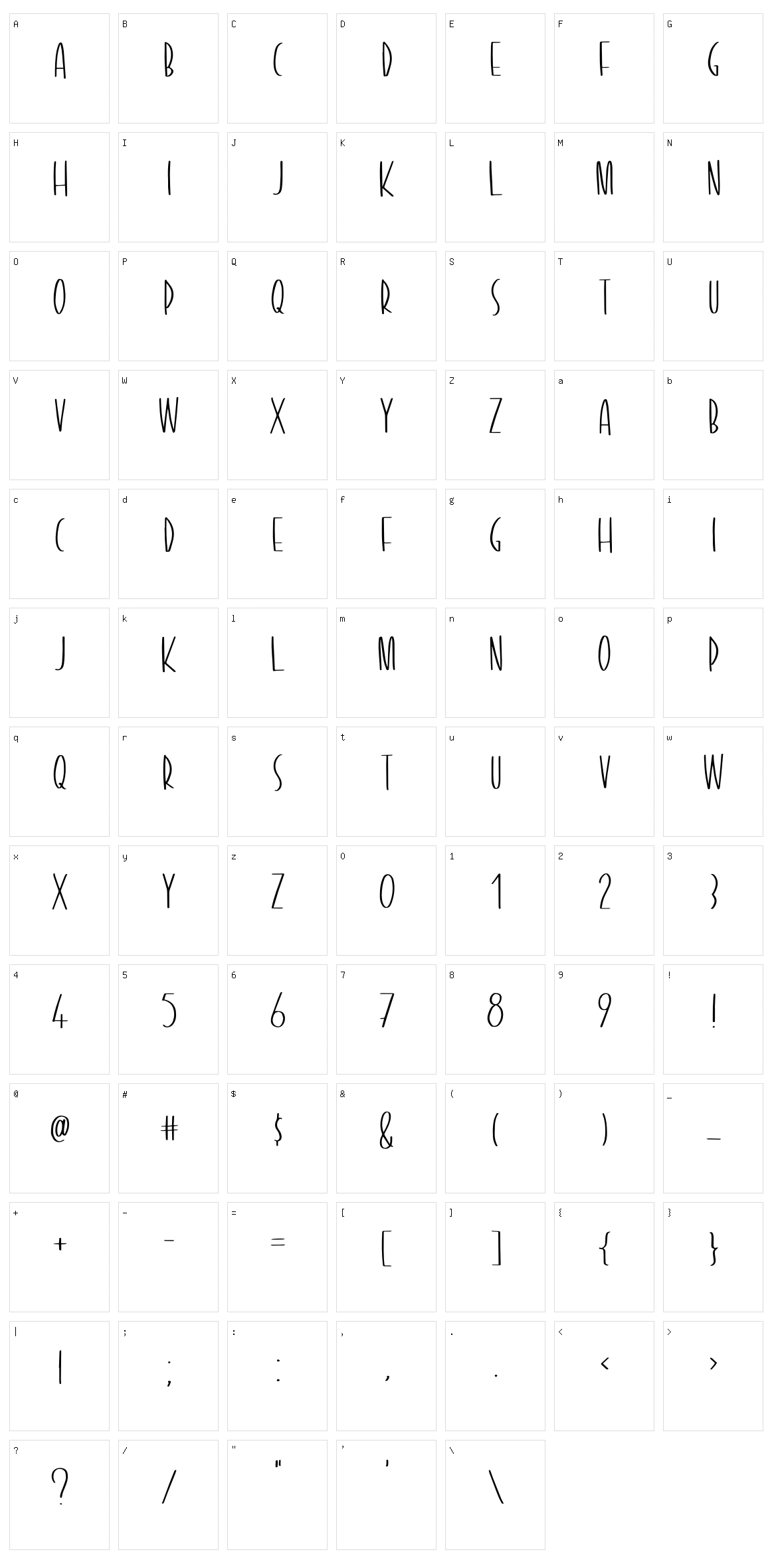 Tiny Trees Character Set