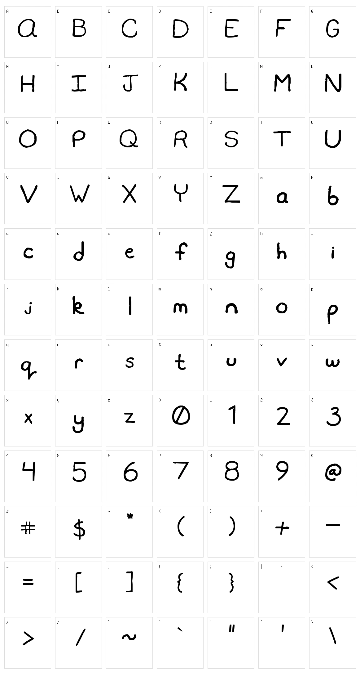 Travis Sans MS Character Set