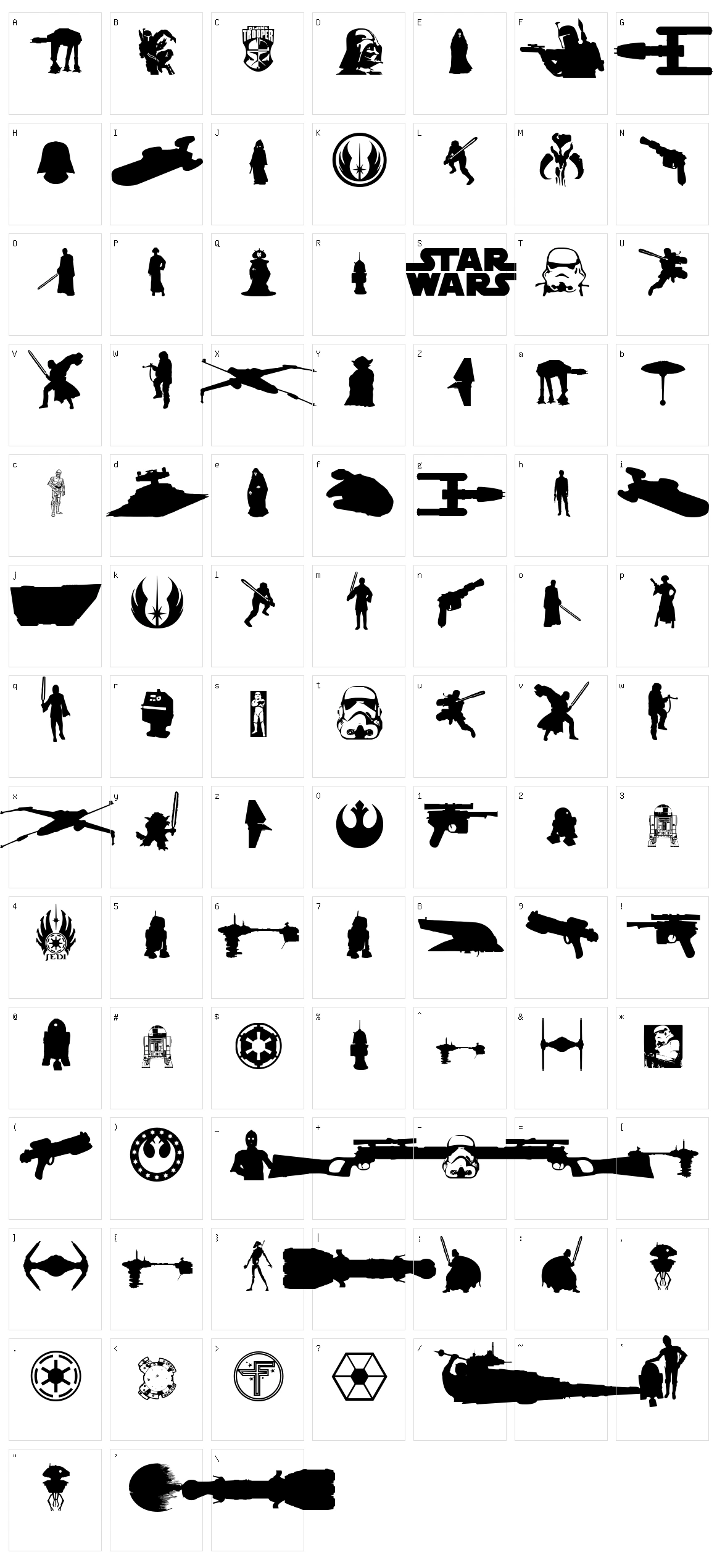 Galaxy Far Far Away Character Set