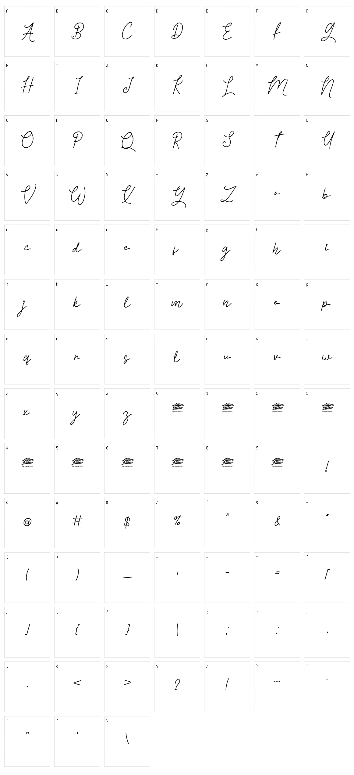 Tyloos Signature Character Set