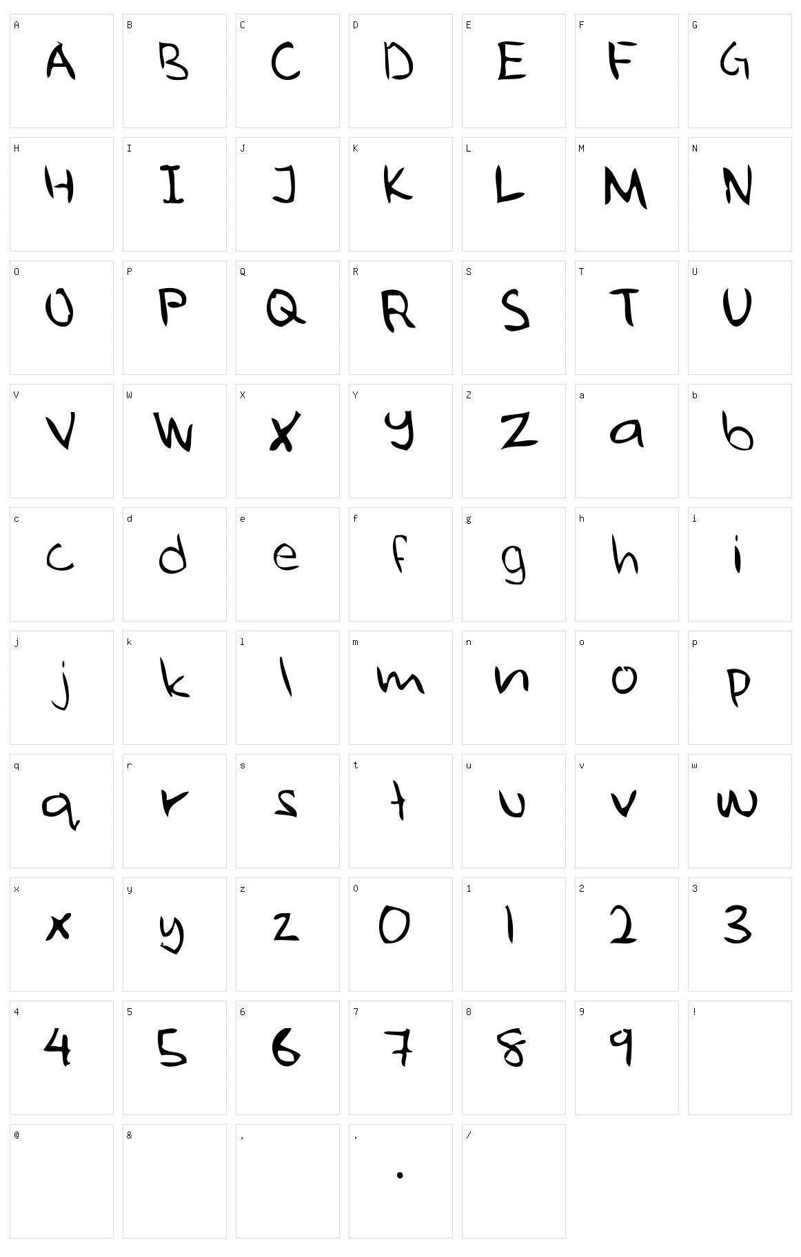 Ugly Hand Writing Character Set