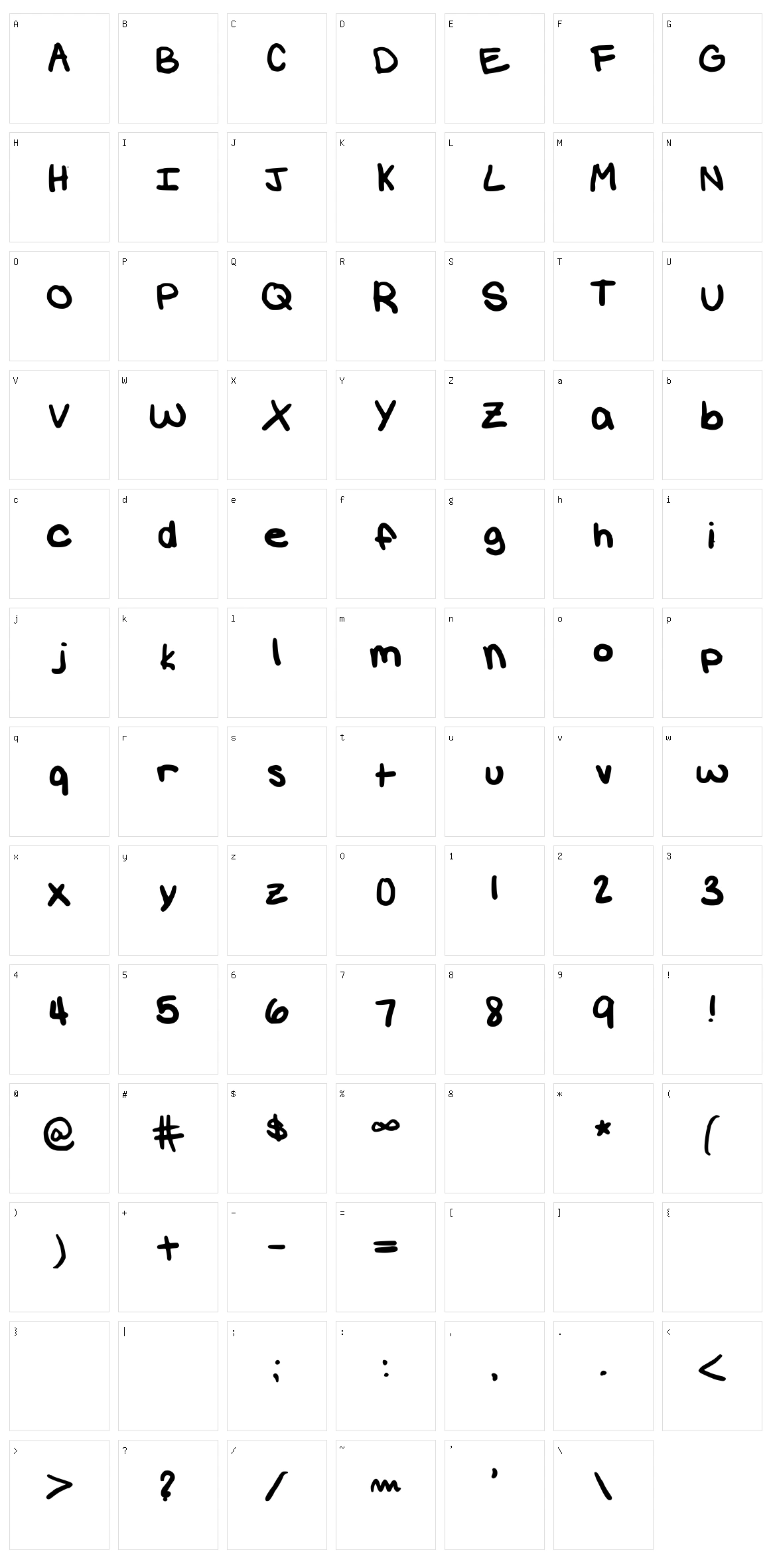 Ugly Handwriting Character Set