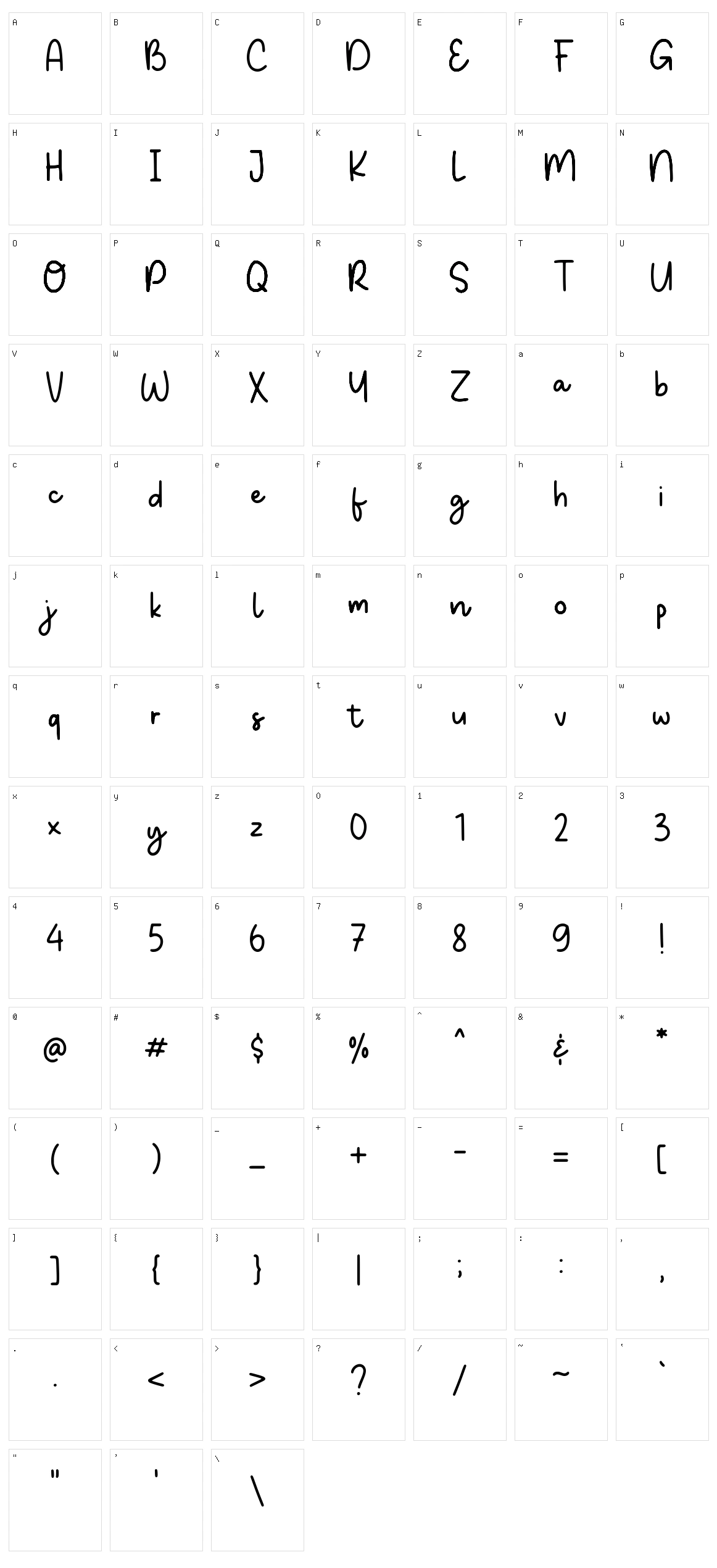 Uhudscript Character Set