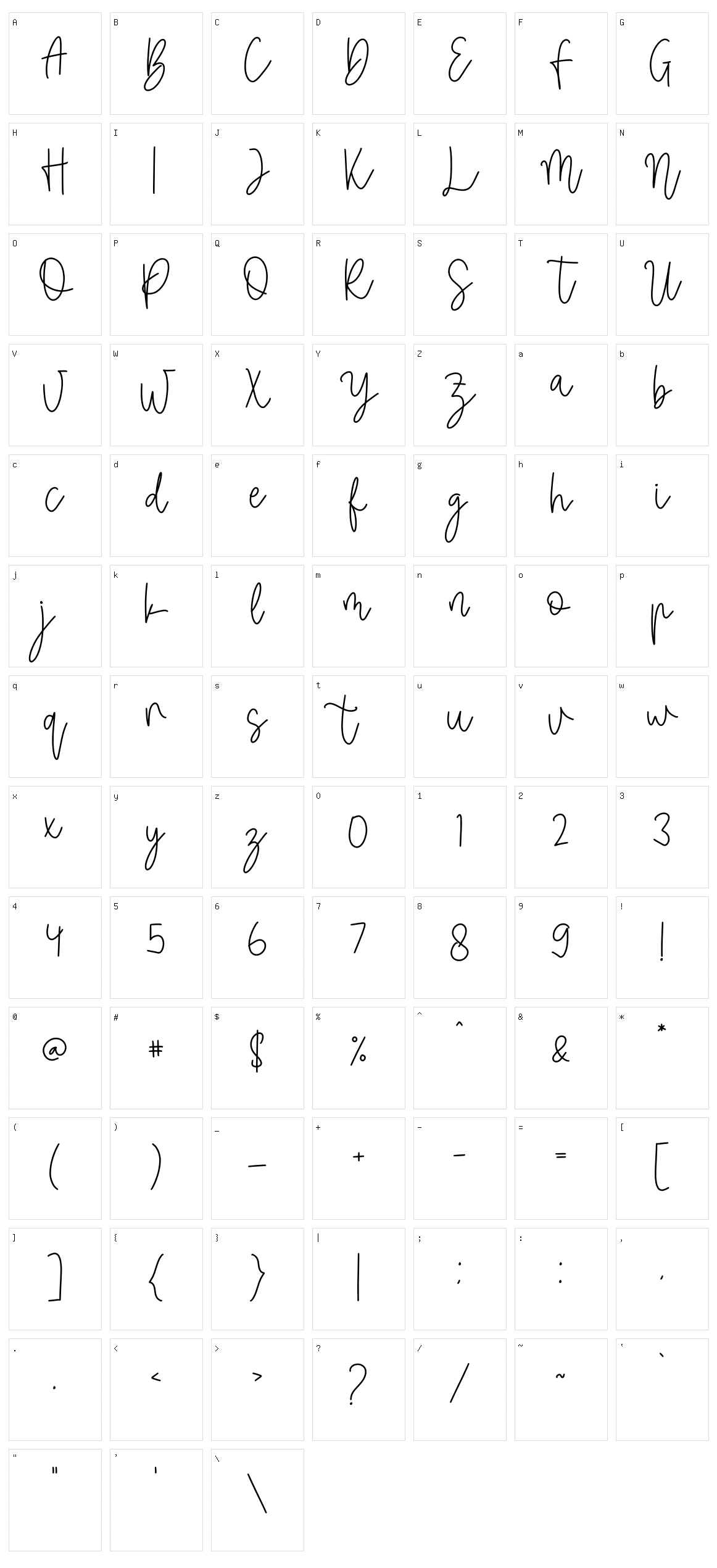 Utophia Elizabets Character Set