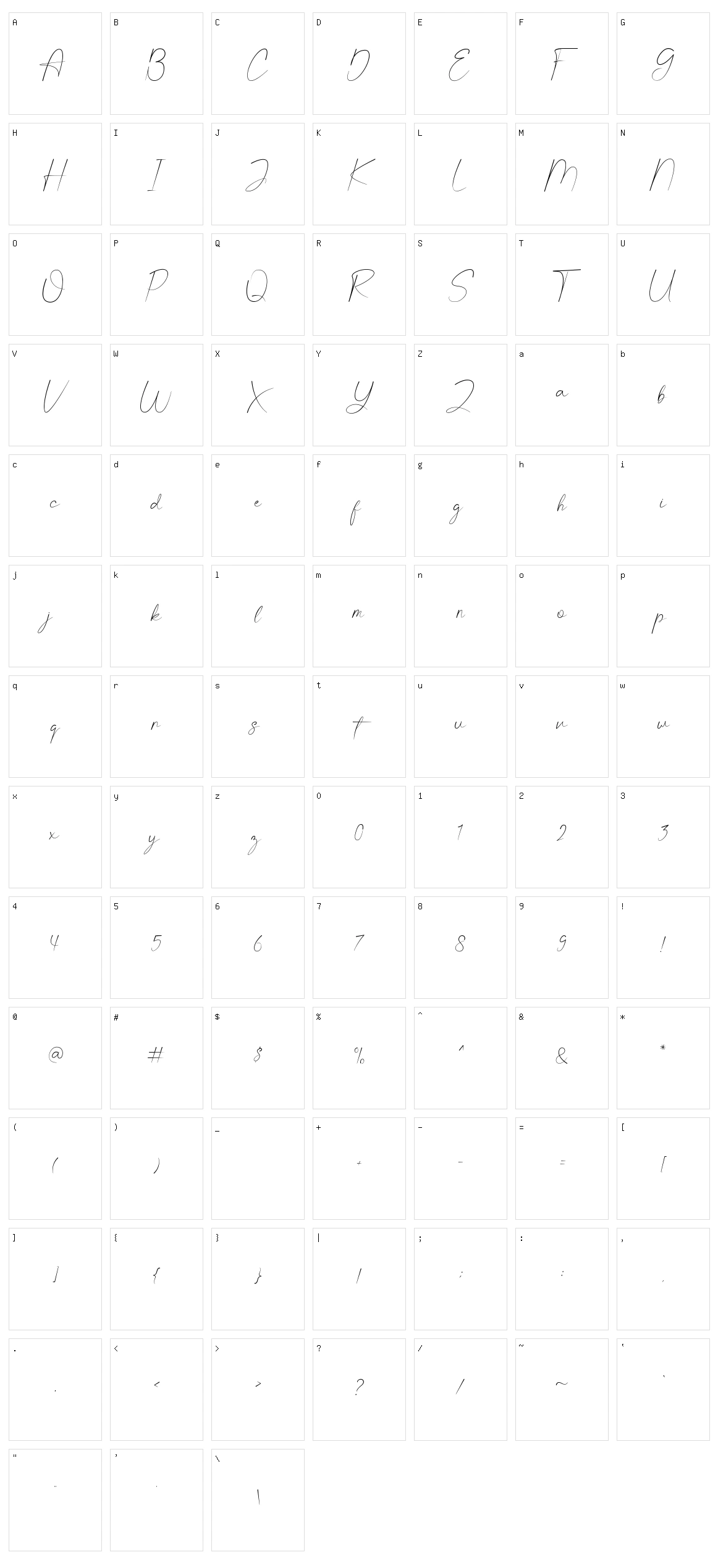 Vallenitta Character Set