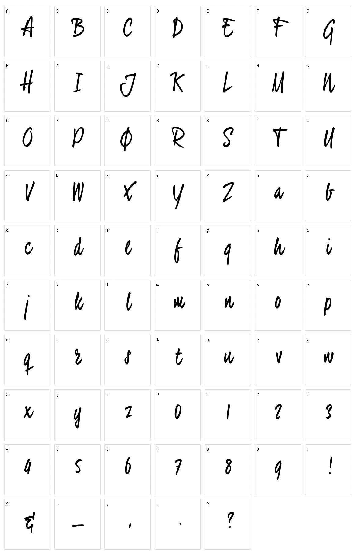 VanderHand Character Set