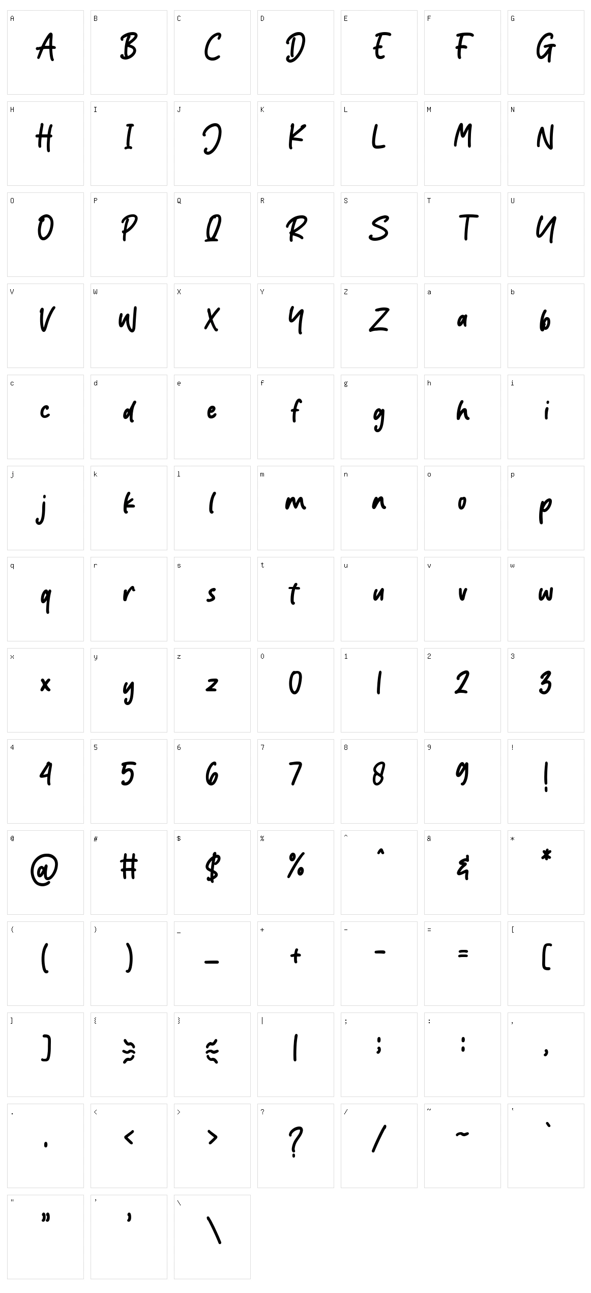 Vanillabacked Character Set