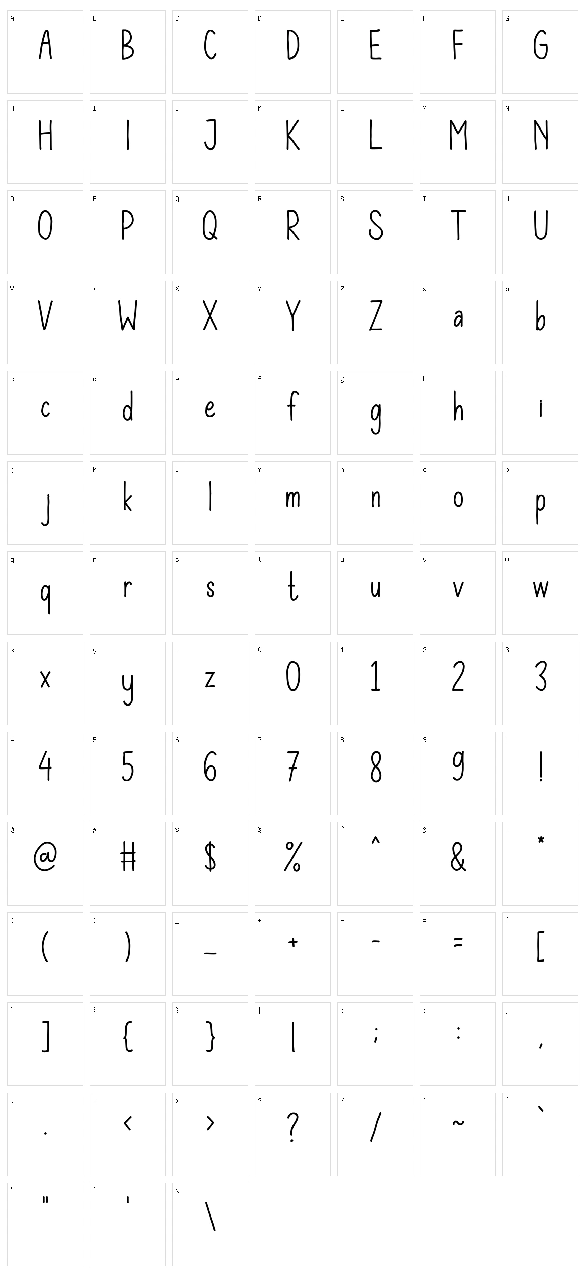 Vernal Park Character Set