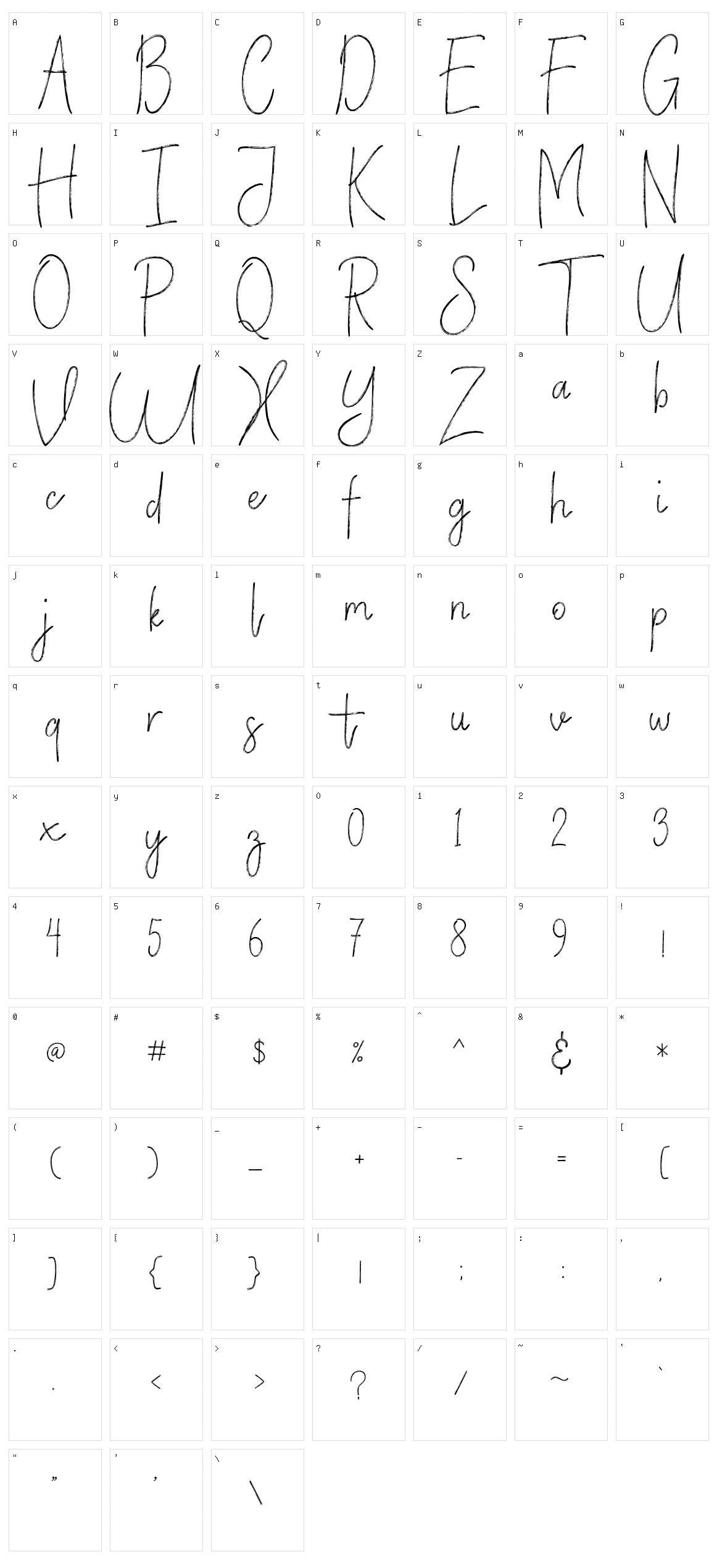 Vertical Brushy Character Set