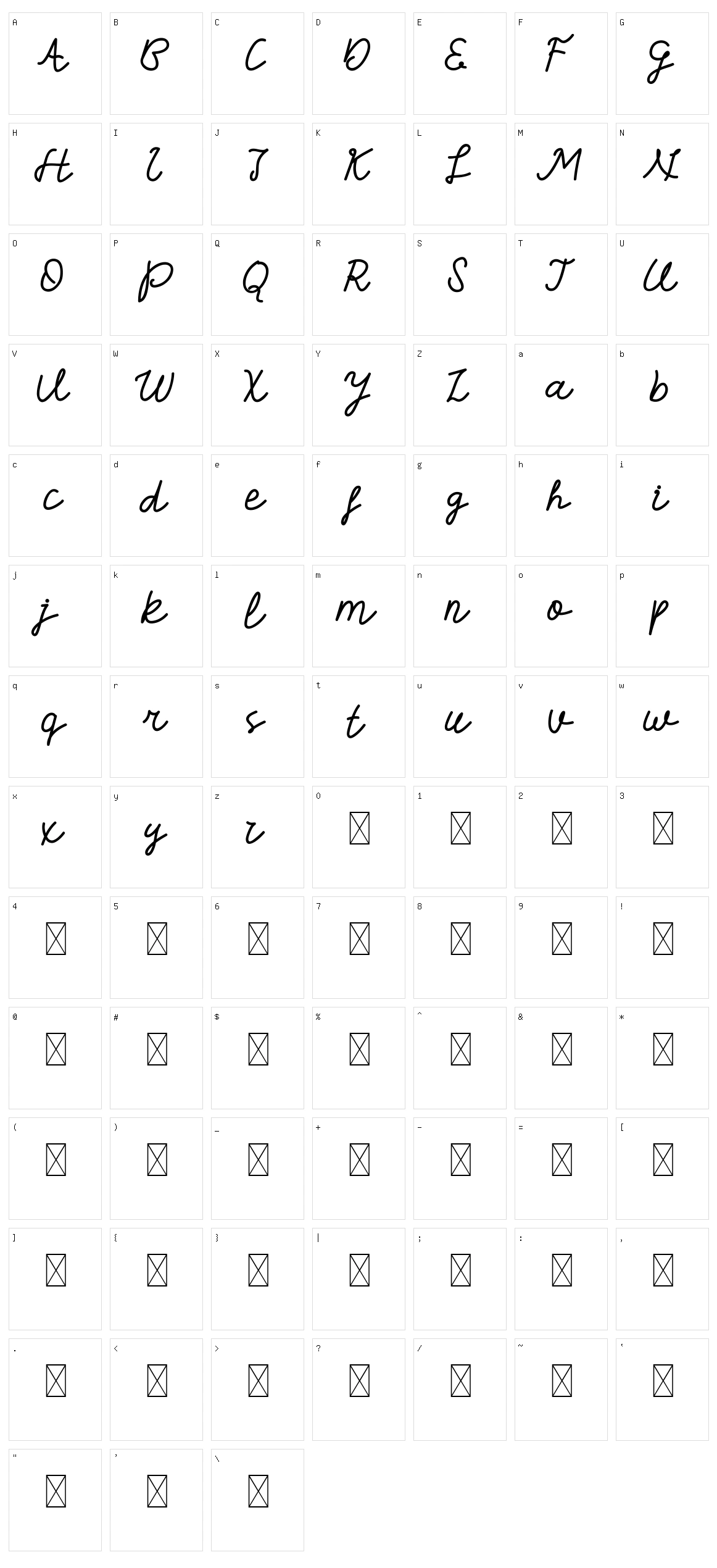 Vlorens Flower Script Character Set