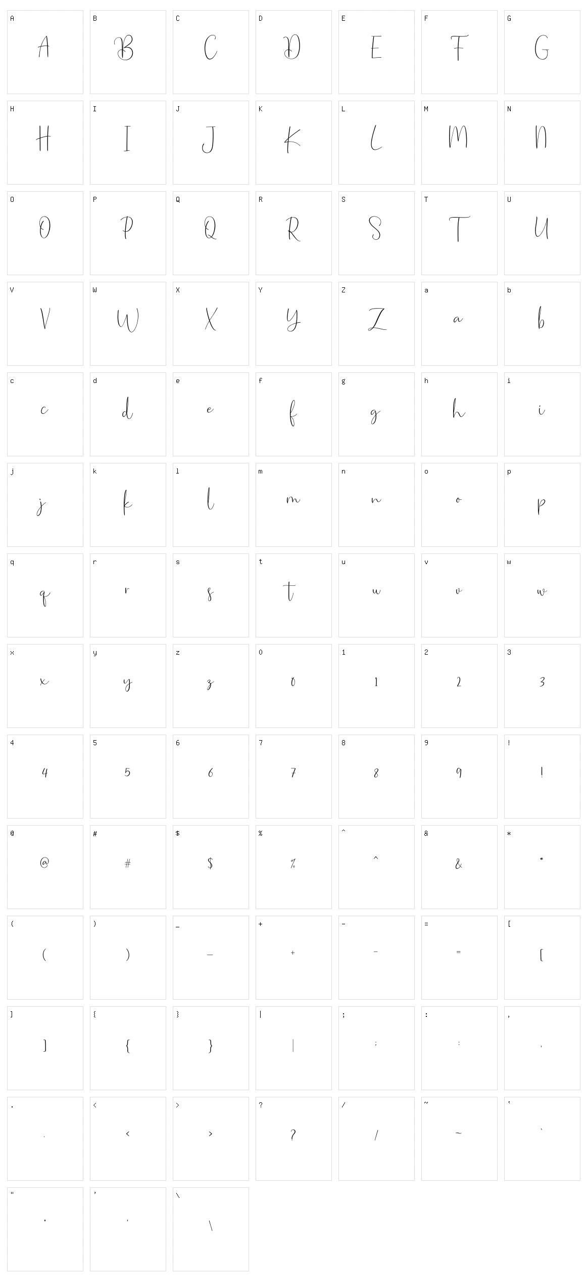 Wankary Script Character Set