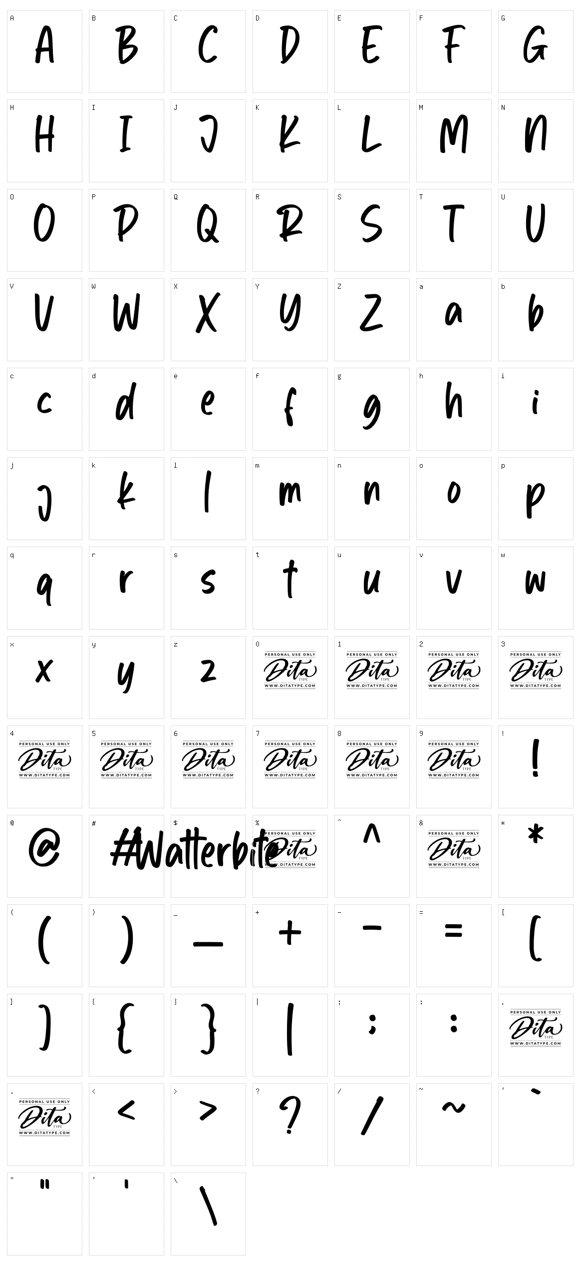 Watterbite Character Set