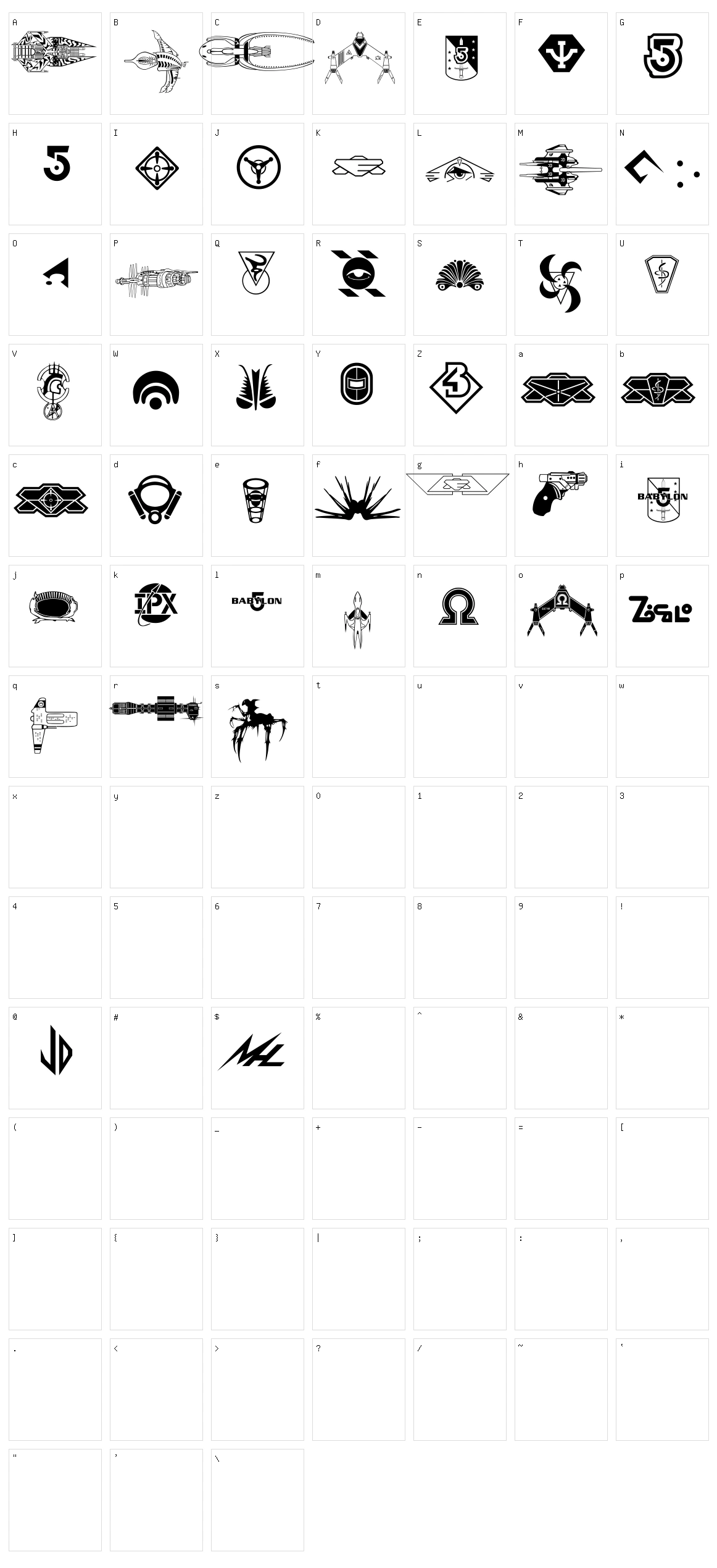 B5 Symbols Character Set
