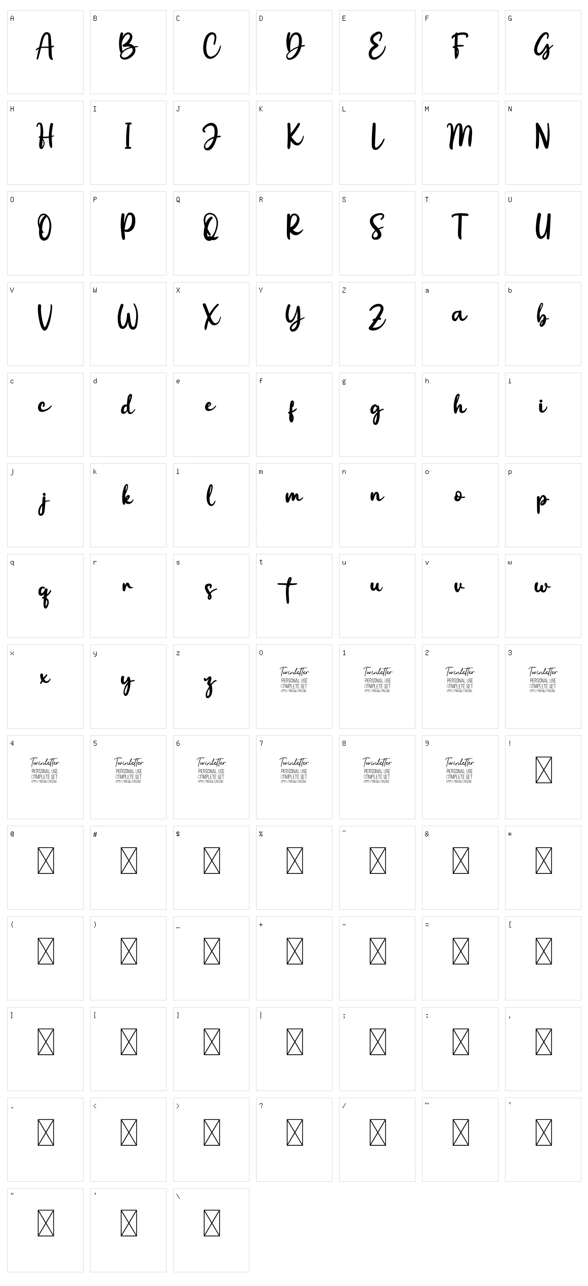 Weetton Character Set