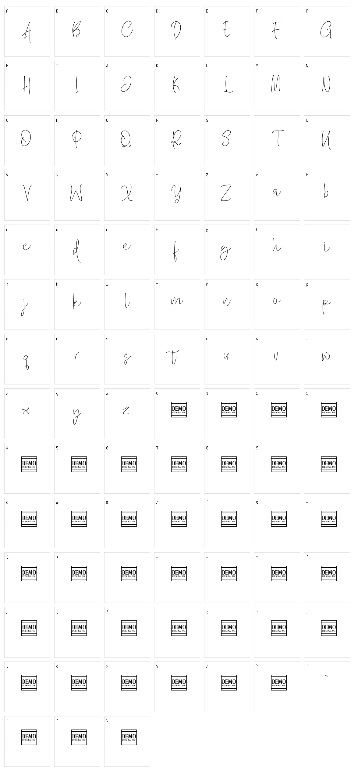 Wilgaty Pen Character Set