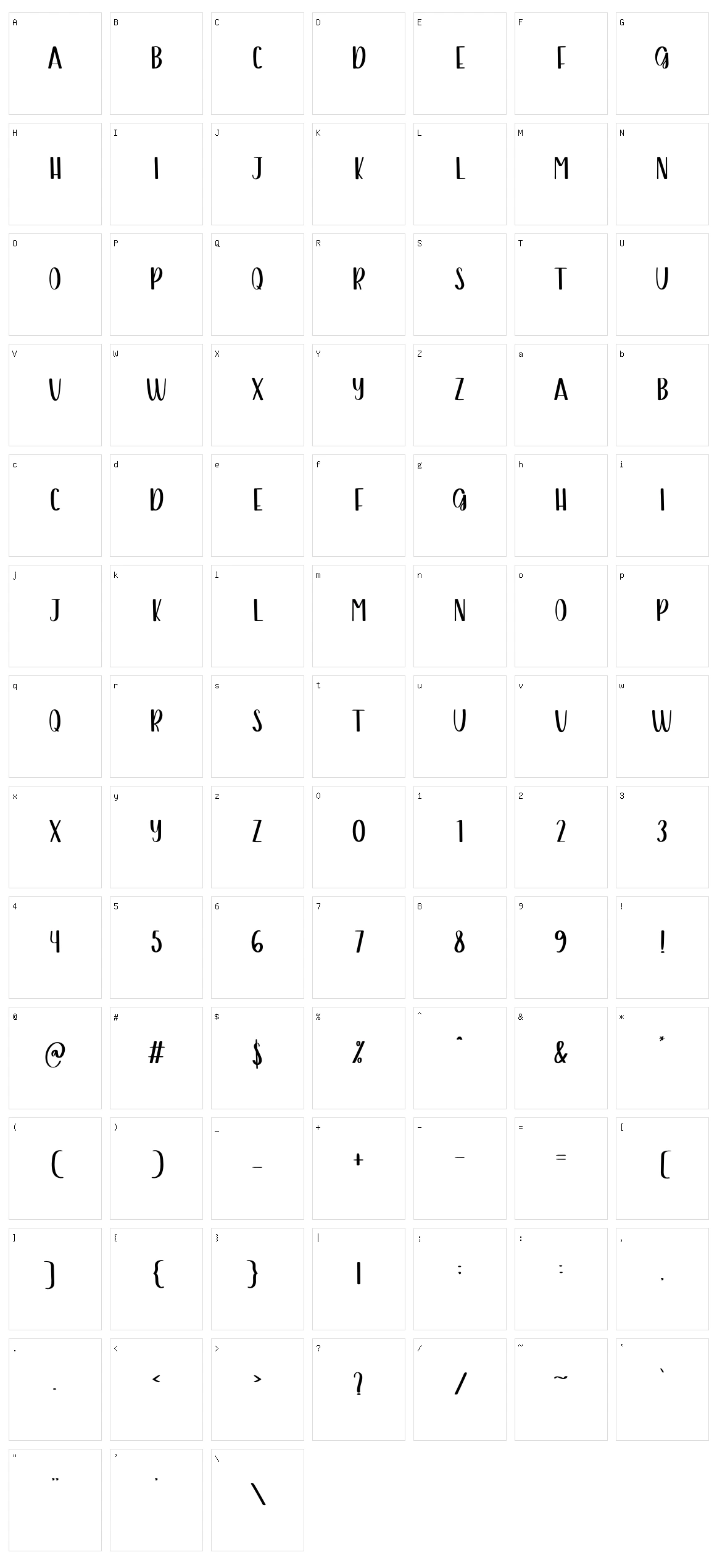 Winter School Character Set