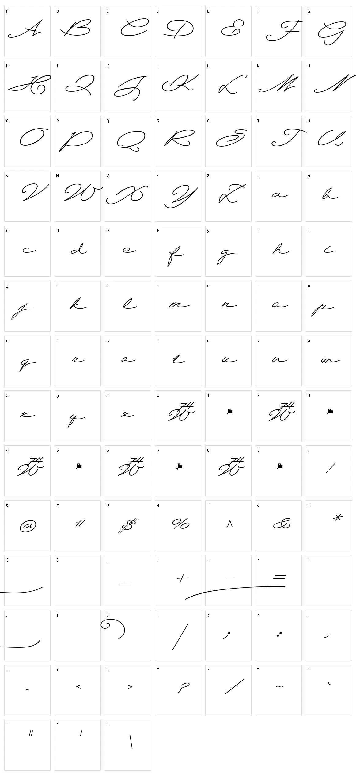 Wolframia Character Set