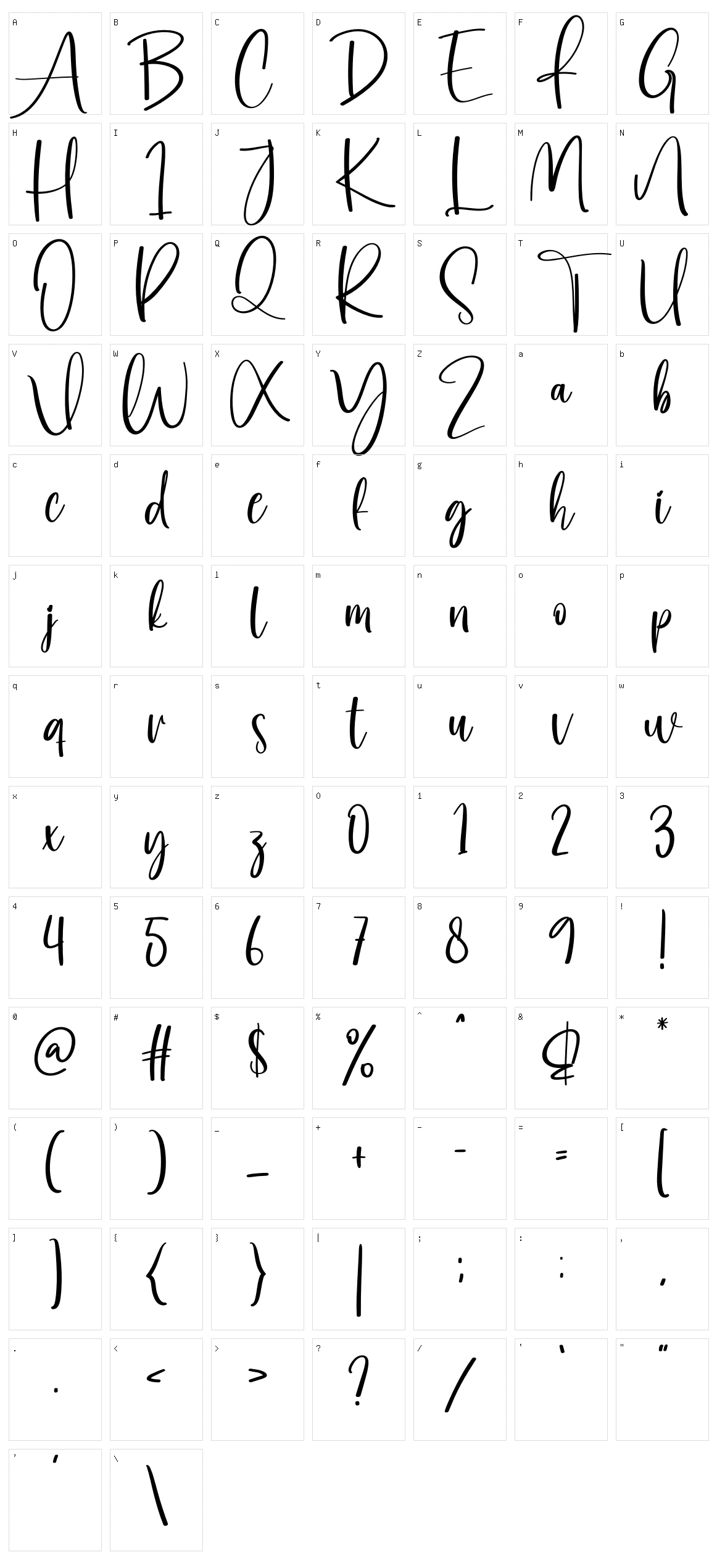 Writing Character Set