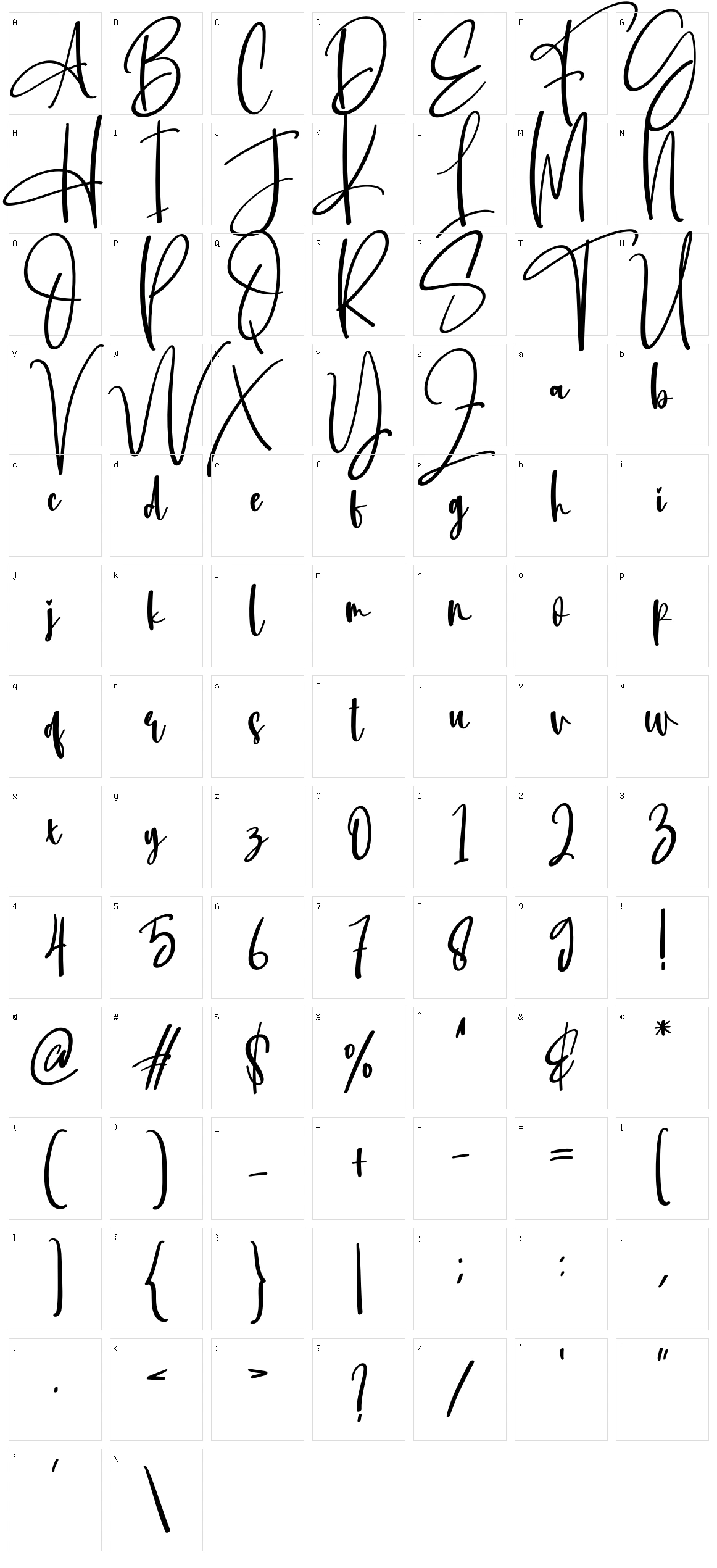 Writting Character Set